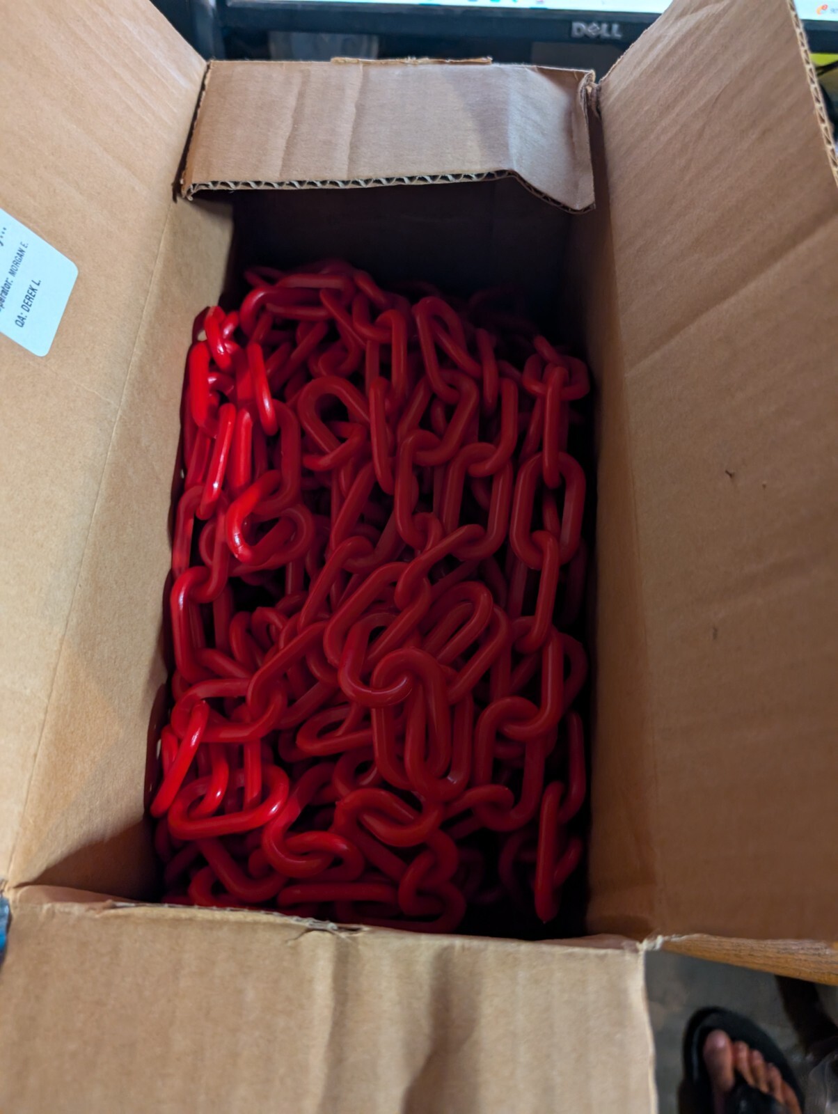 ULine Plastic Barrier Chain 100 ft RED H-3364R