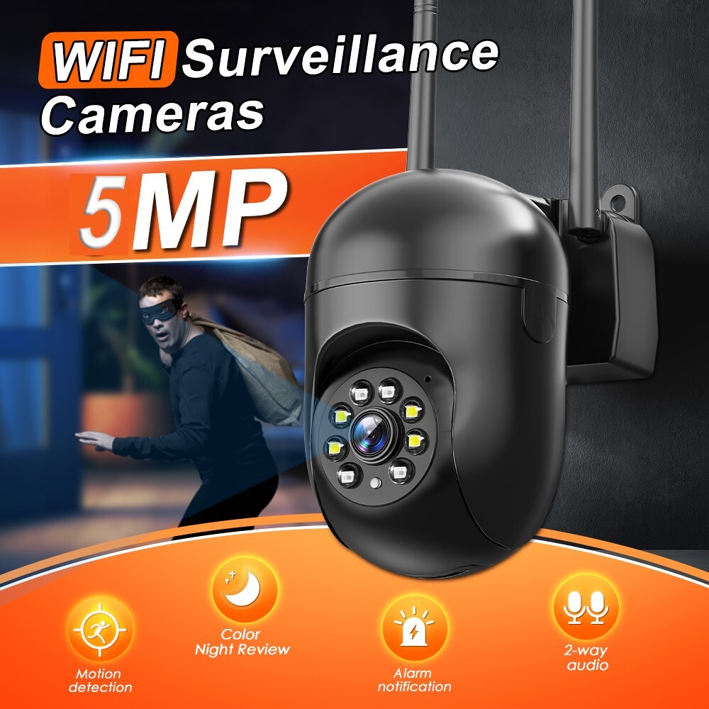5MP Wireless 2.4G WiFi Security Camera System Smart Outdoor Night Vision Audio