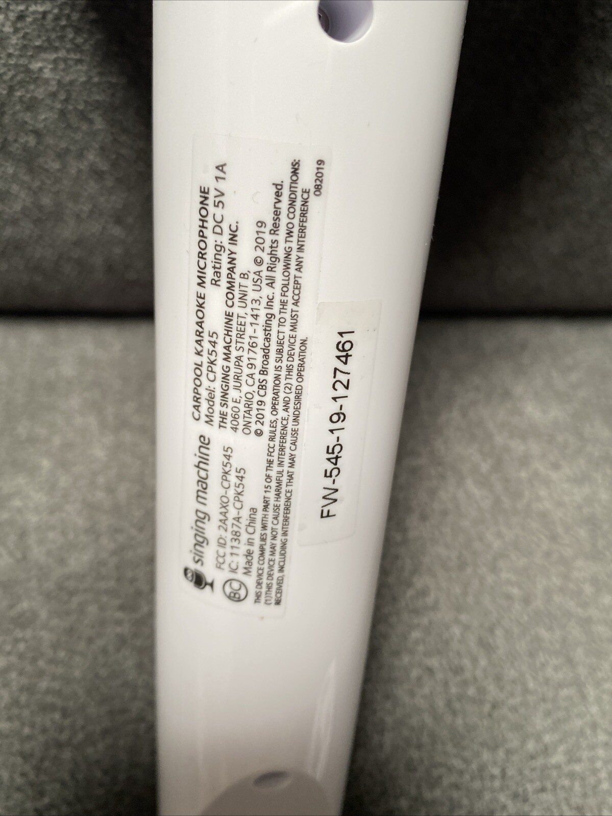 Singing Machine CPK545 Carpool Microphone - White