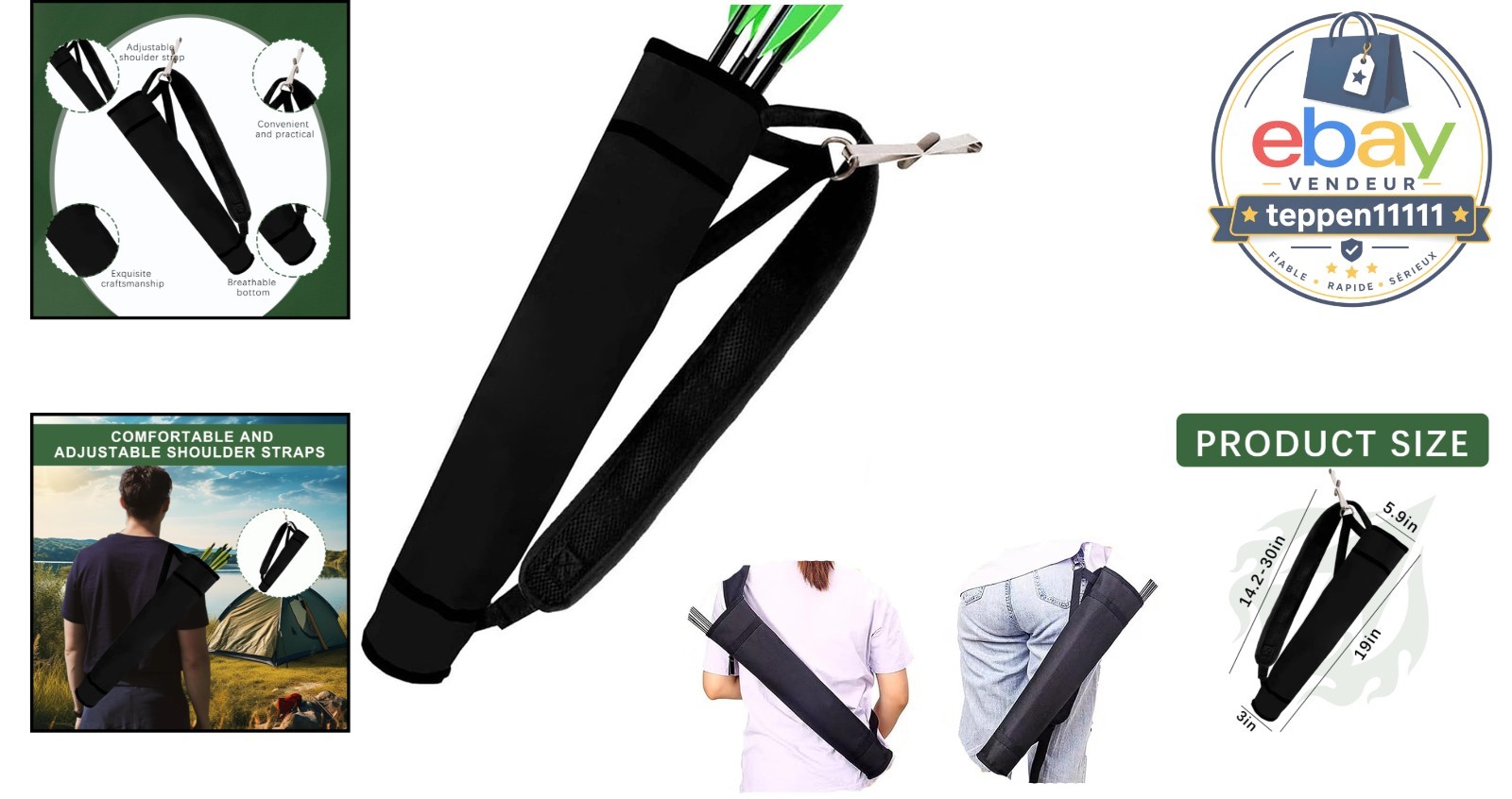 Archery Quiver Adjustable Arrow Backpack Bag Holder