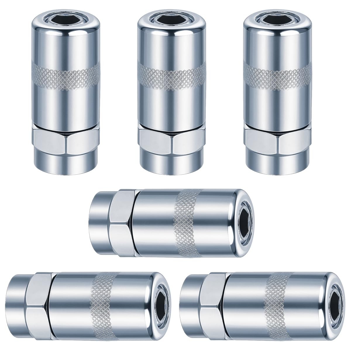 6PCS Car Grease Gun Nozzle Tip, 1/8" NPT Metal Silver, Silver