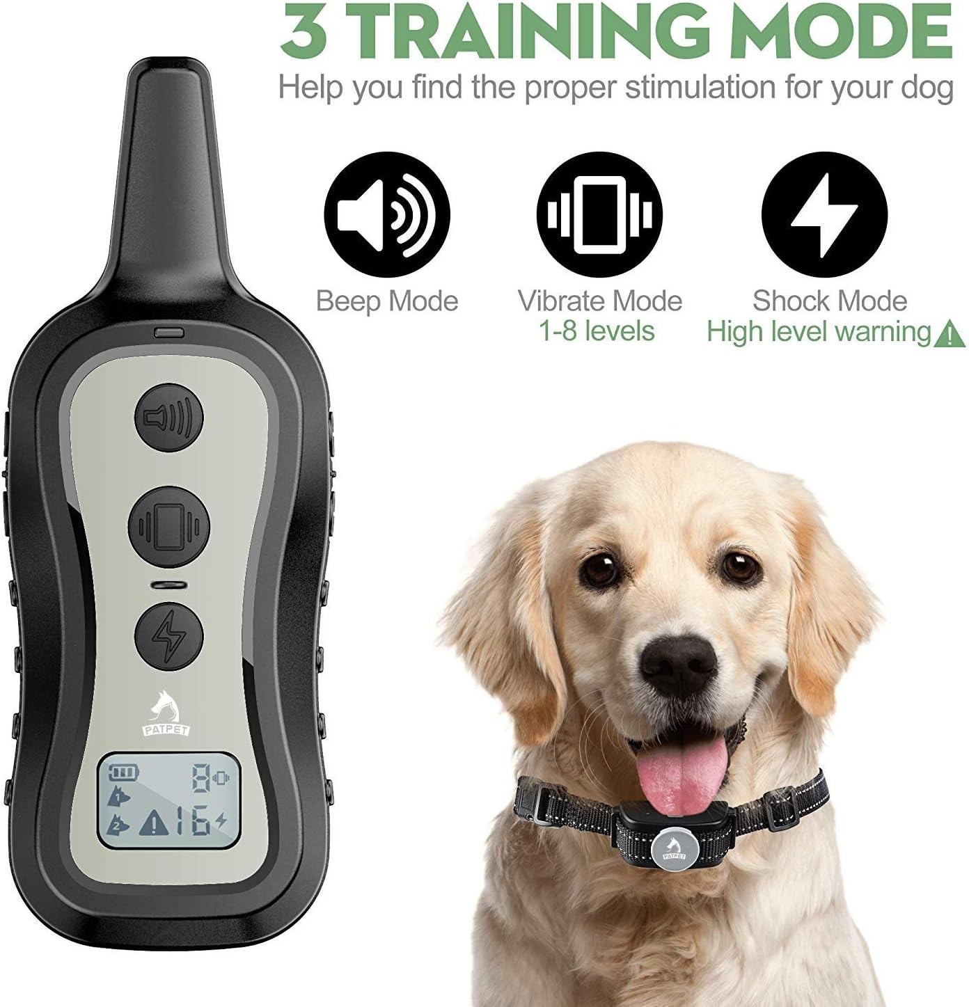 Versatile Shock Collar with Remote Control - Beep & Vibration Modes for Dogs