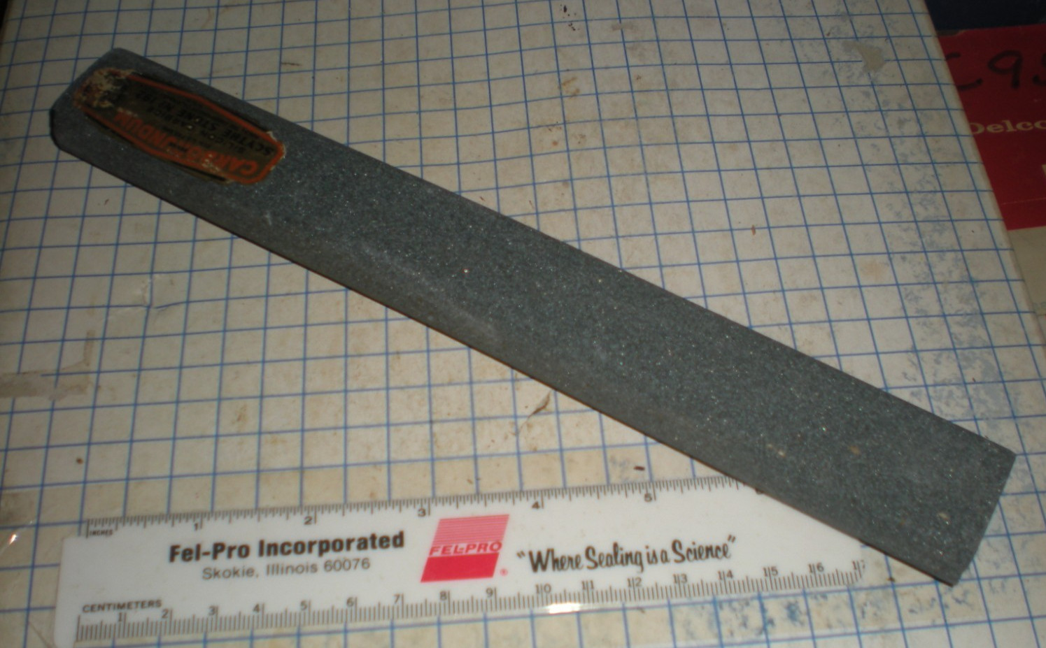 #192 Vintage Silicon Carbide Scythe Stone Carborundum 10x1-1/2x3/4 inches