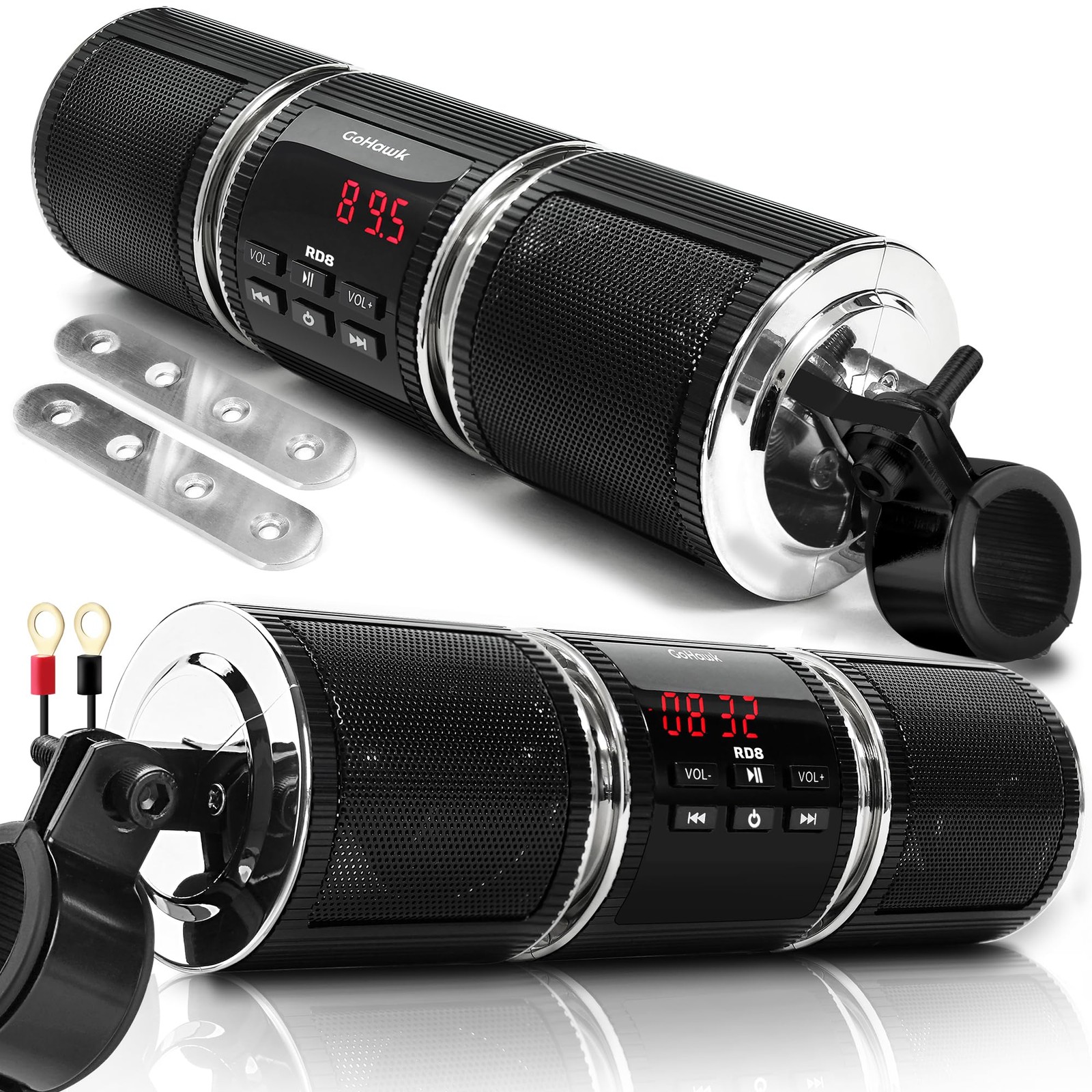 Motorcycle Speakers Bluetooth, Waterproof Motorcycle Audio System Built-in Am...