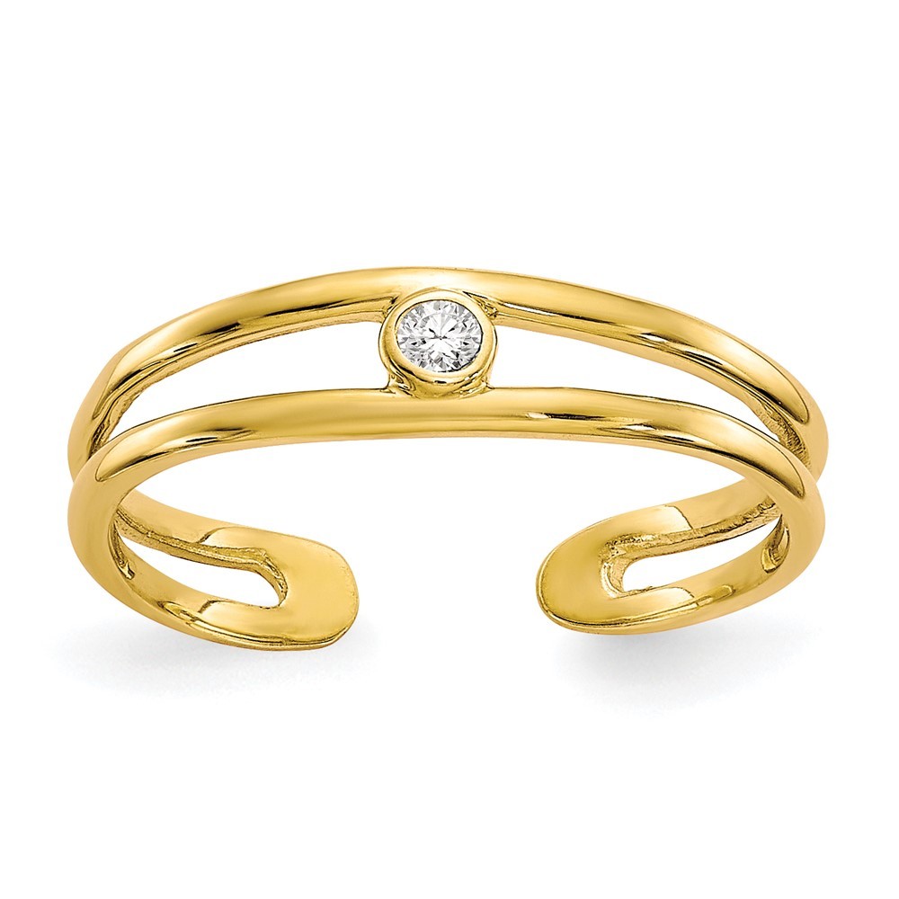 10k Yellow Gold Round Cut Cubic Zirconia Fancy Toe Ring