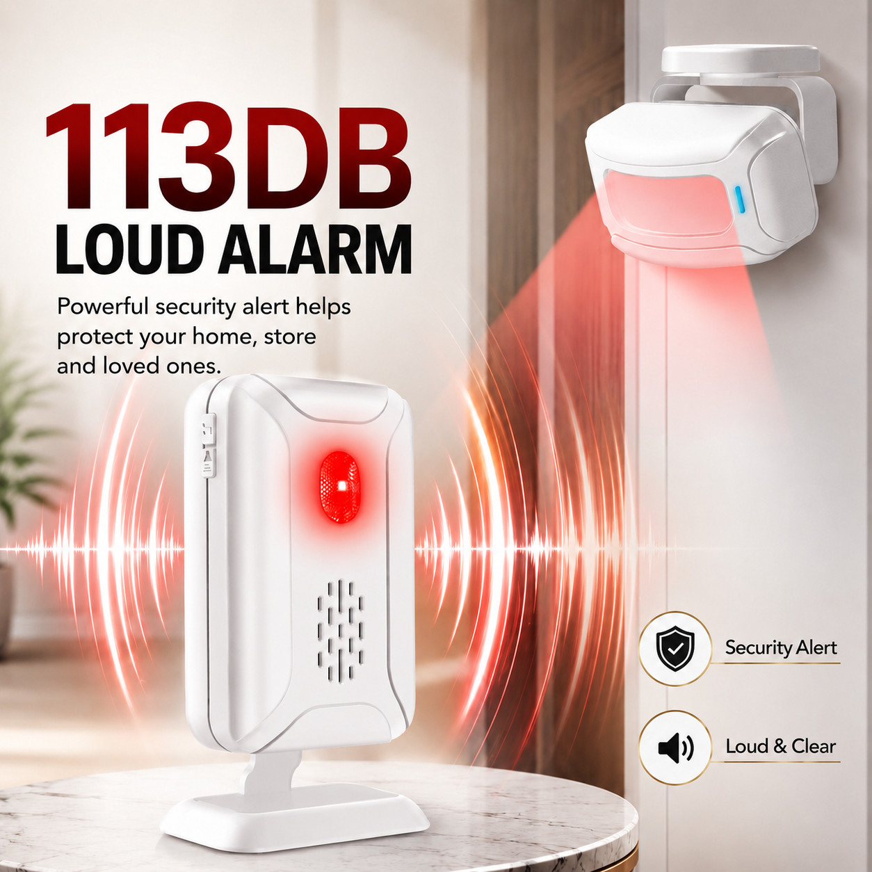 Wireless Door Chime Motion Sensor Alarm for Store Office 918ft Range 36 Chimes