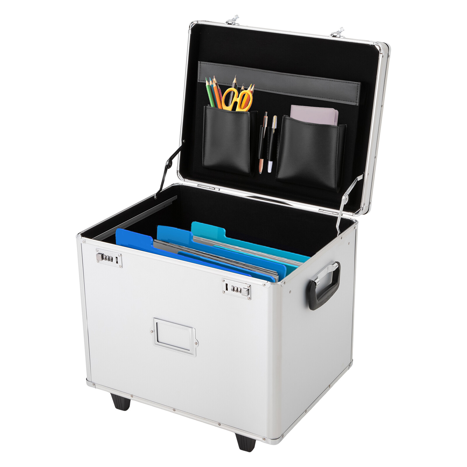 Locking Mobile Business Case, Hand Pull File Case, Office File Organizer Box
