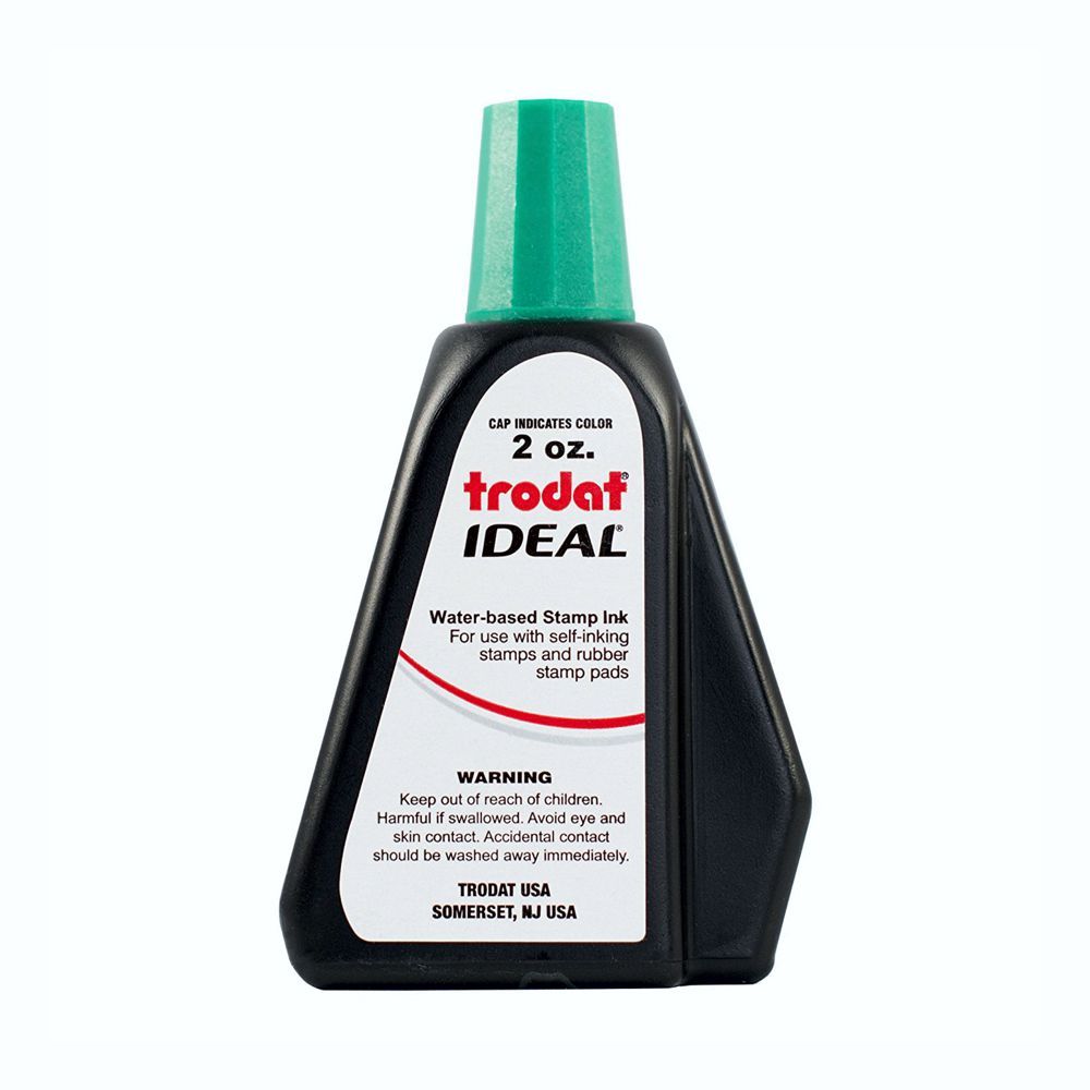 Green Self-inking Stamp Ink, Trodat 2 Oz Drip Spout Bottle