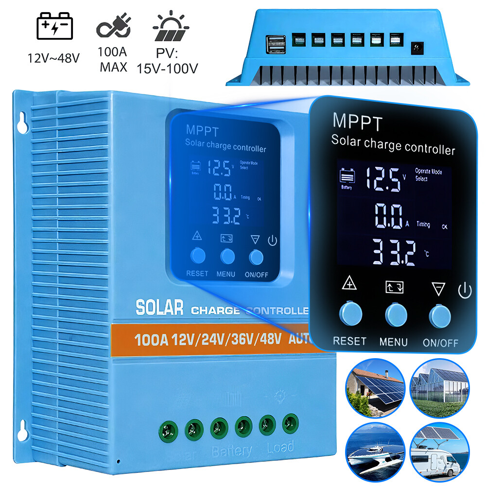 4000W MPPT Solar Charge Controller 100A/12V 24V 36V 48V Battery PV Regulator