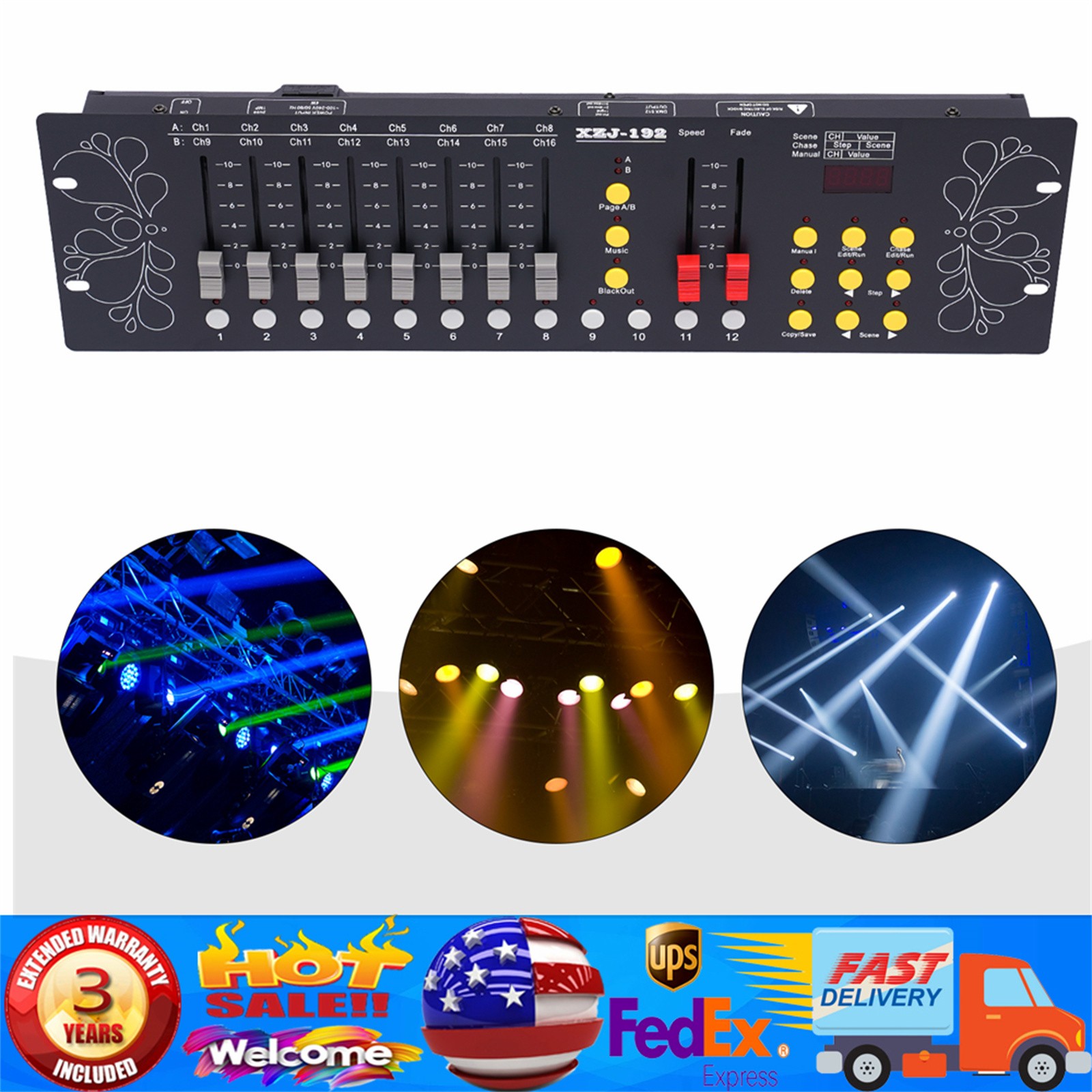 DJ DMX 512 192 Channels Operator Console Controller Stage Lighting DJ Party US！