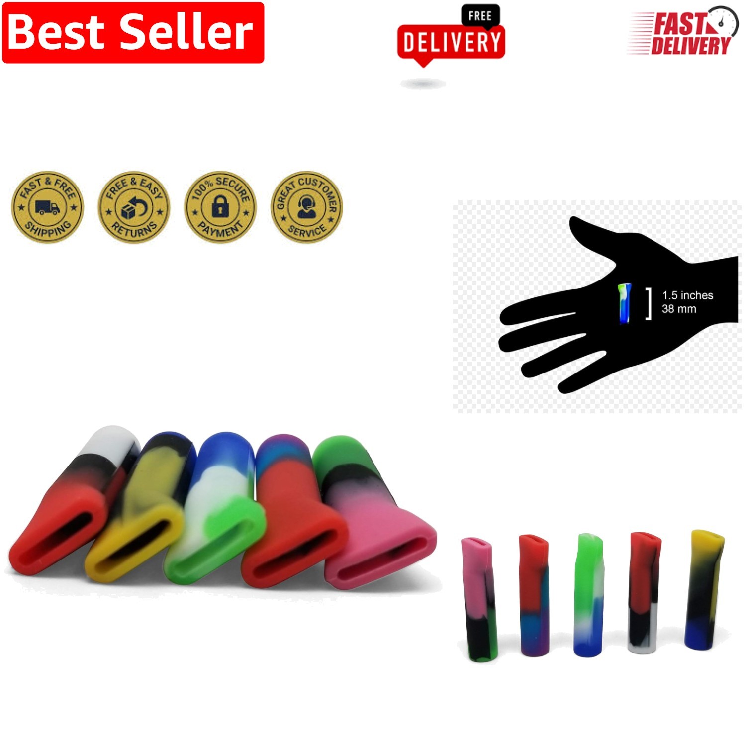 Trippy 12 Pack Silicone Rolling Tips - Factory Sealed, Dishwasher Safe & Stylish