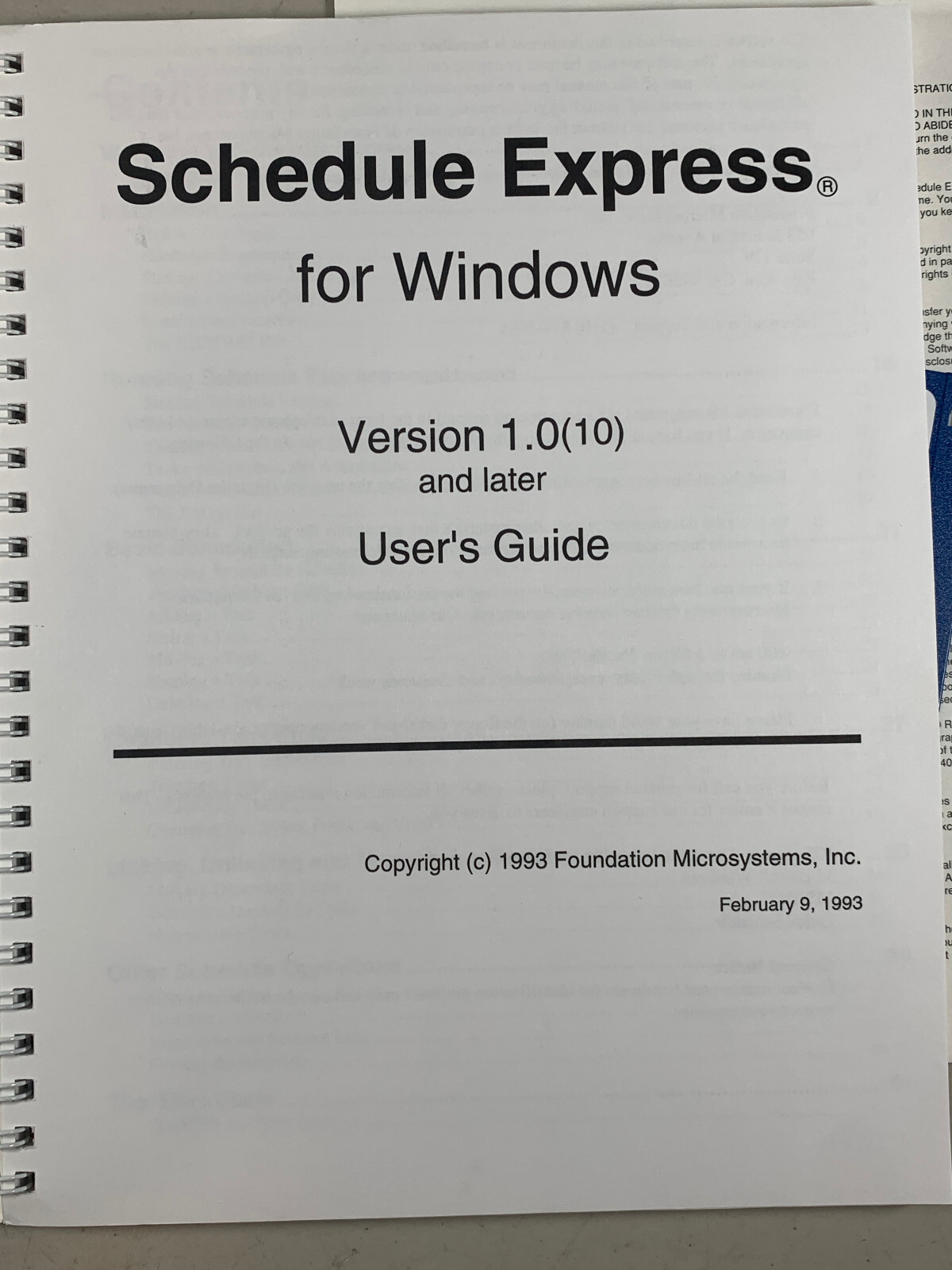 1992 Foundation Microsystems SCHEDULE EXPRESS Windows Project Managing Software