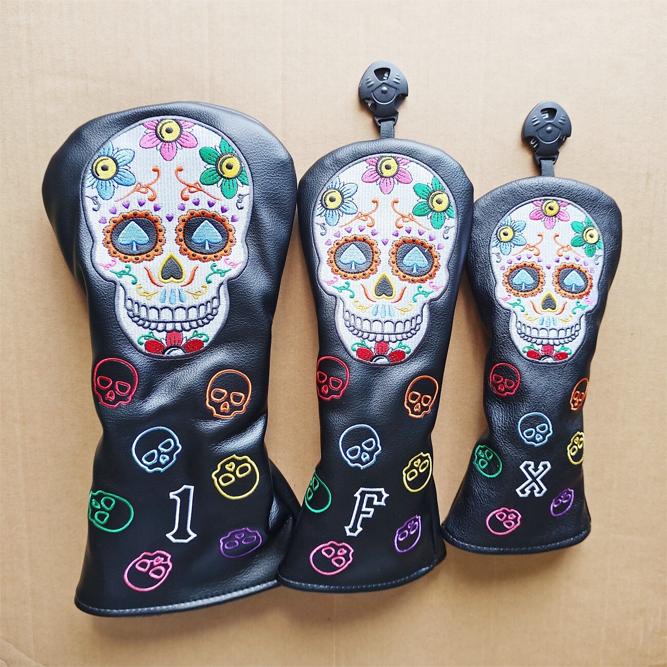 Premium Fashion Colorful Skull Golf Headcover for Driver/Fairway Wood/Hybrid 1FX