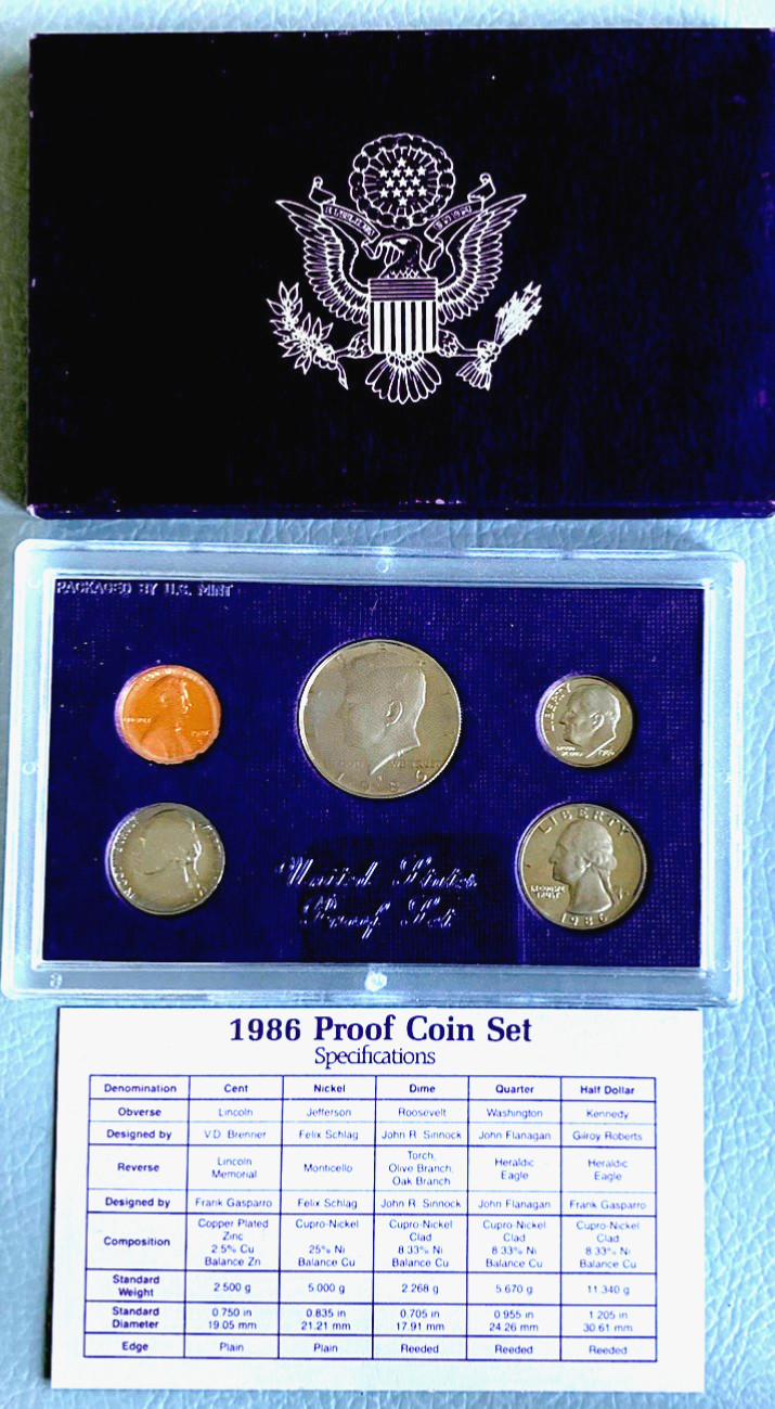 1986 Coins Set PROOF UNITED STATES MINT