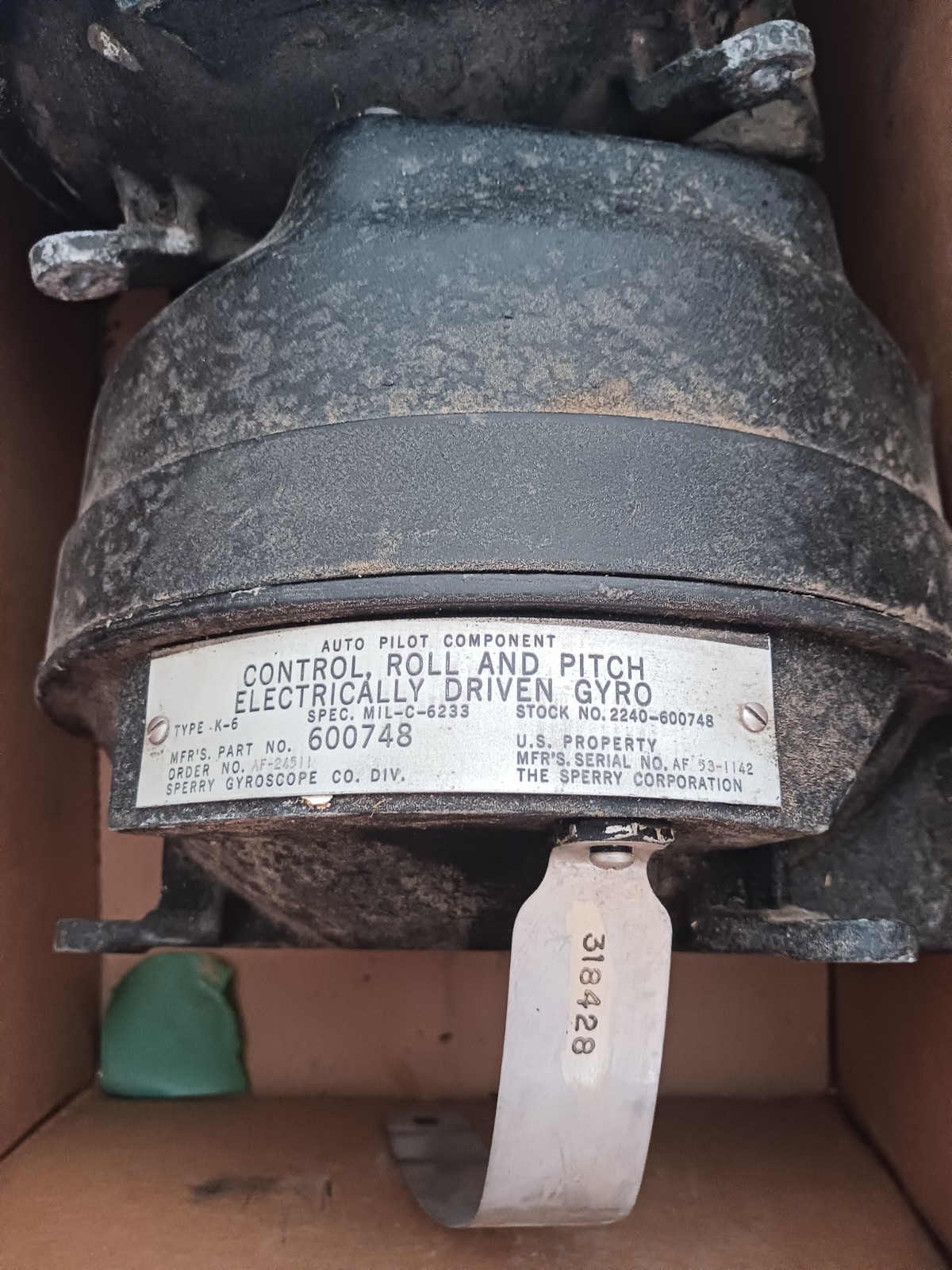AUTO PILOT COMPONENT CONTROL Roll and Pitch Electrically Driven Gyro 600748 K-6
