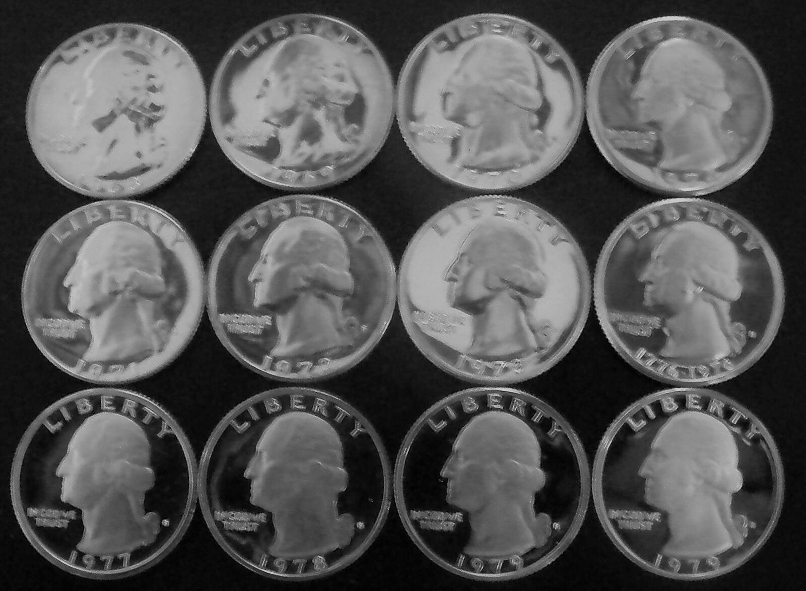 1968-1979 S Type 1 & 2 Washington Quarter Gem Proof Run 12 Coin Set US Mint Lot