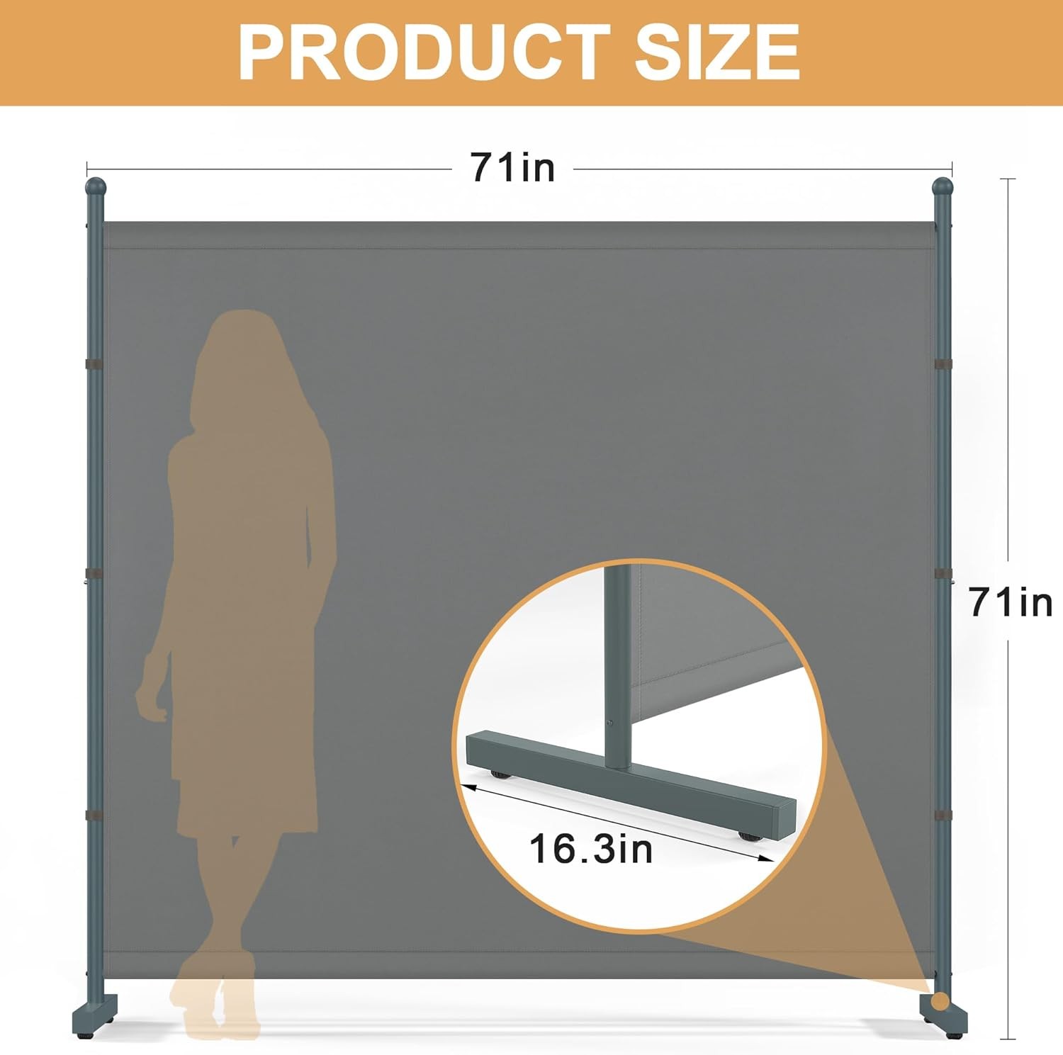 6FT Extra Thick Single Panel Room Divider Heavy Duty Privacy Partition Screen