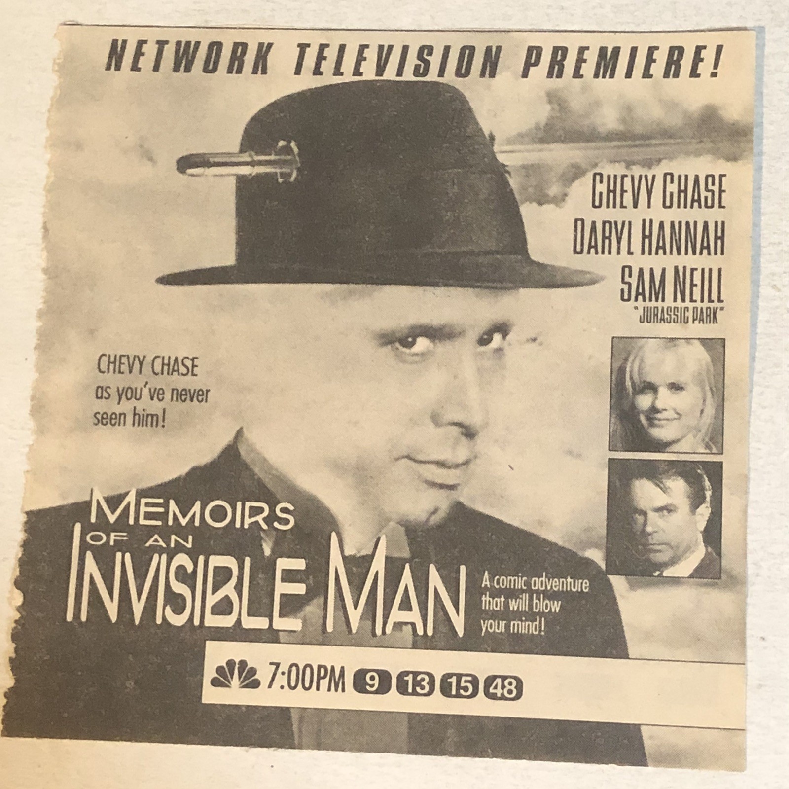 Memoirs Of An Invisible Man Movie Vtg Print Ad Chevy Chase Sam Neill  TPA19