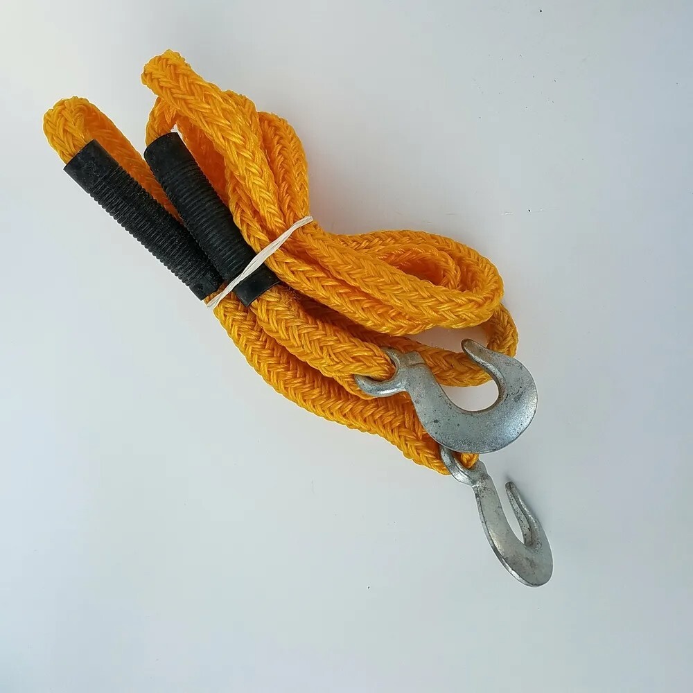 Tow Rope Strap With Hooks Yellow