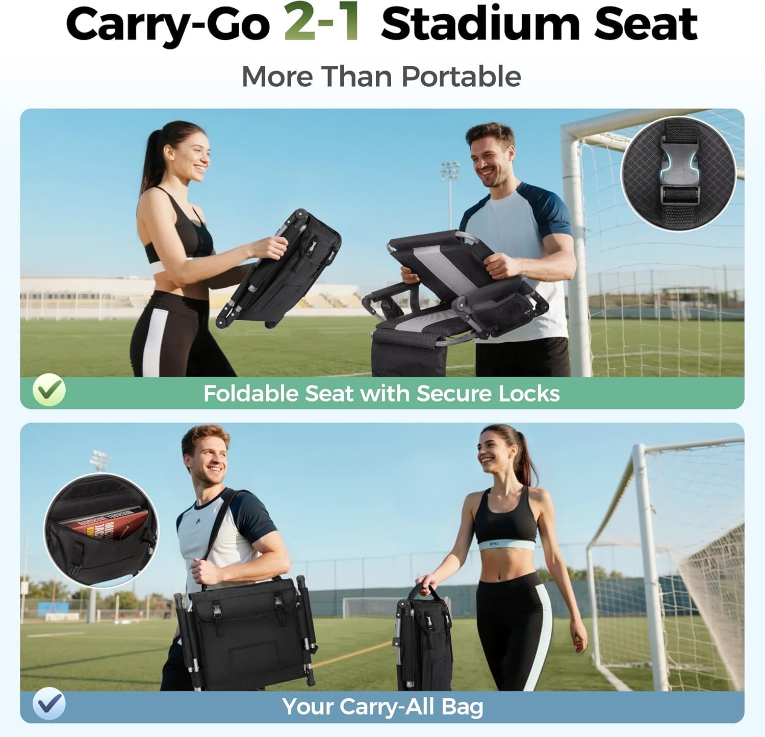 Lightweight Bleacher Mounted Stadium Seat w/Back & Arm Rest & Cupholder