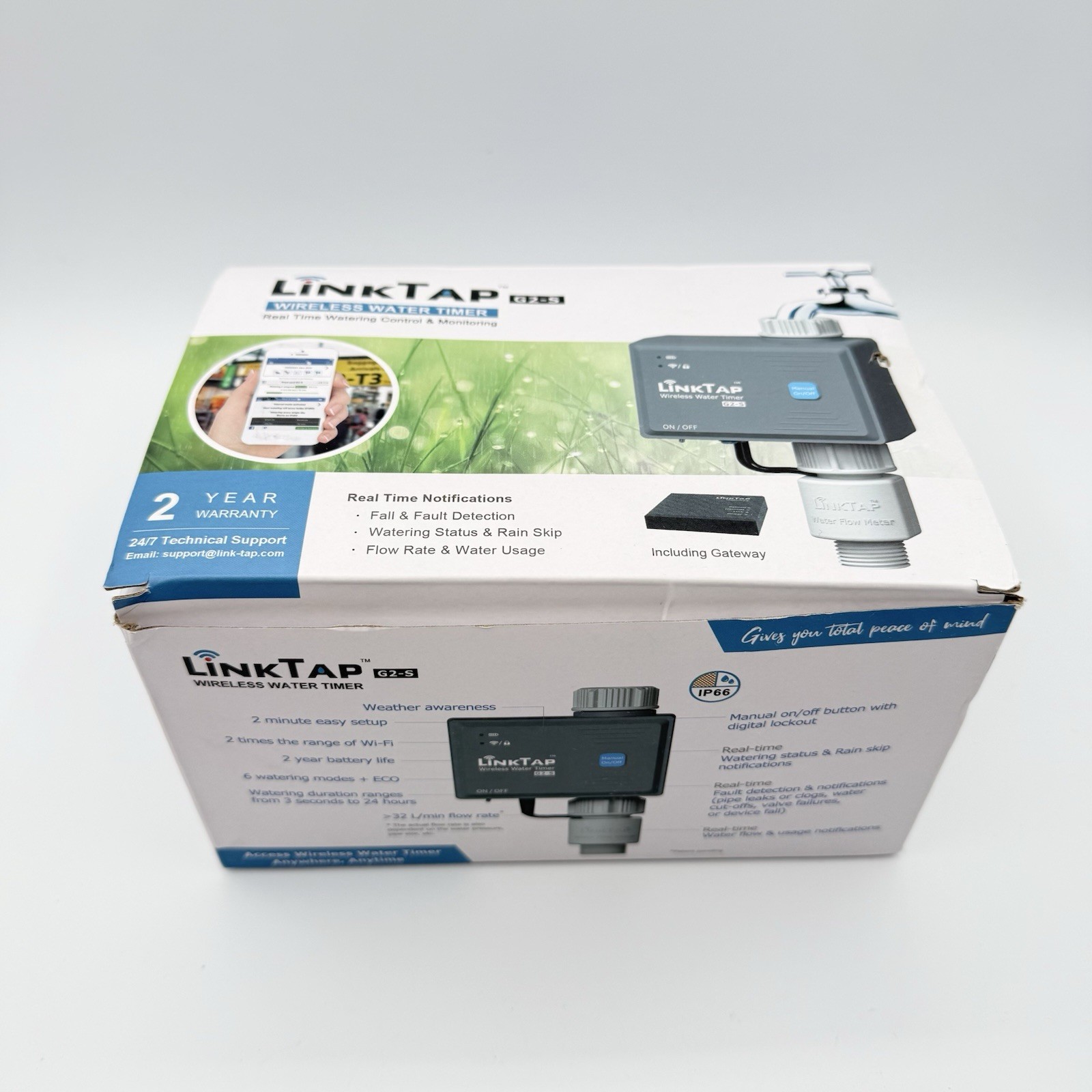 LinkTap G2-S Wireless Water Timer & Gateway W/Flow Meter Smart Sprinkler Timer