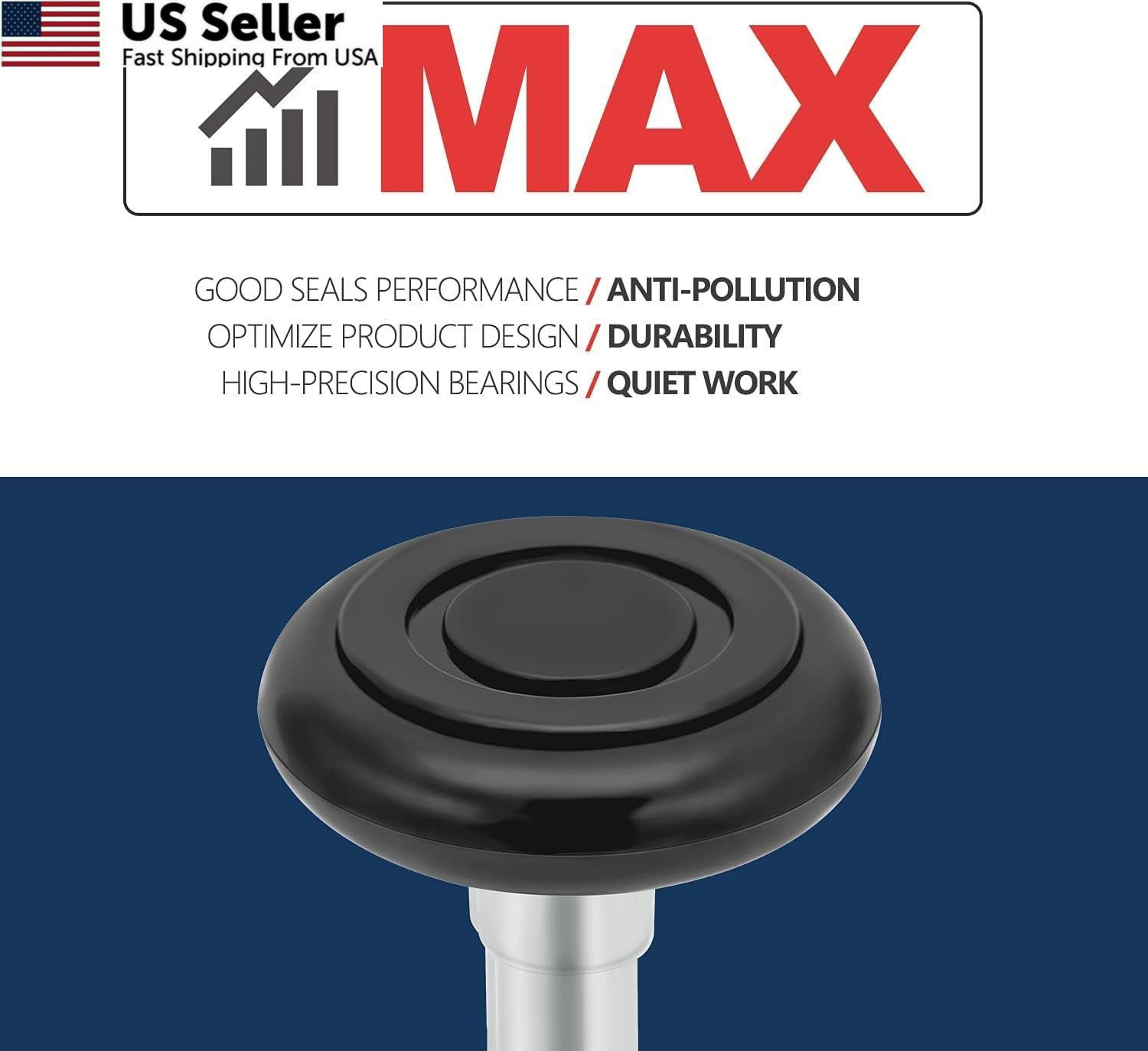 XiKe 2" Nylon Garage Door Roller 4" Stem 16*7FT DR (rollers+hardware), Black