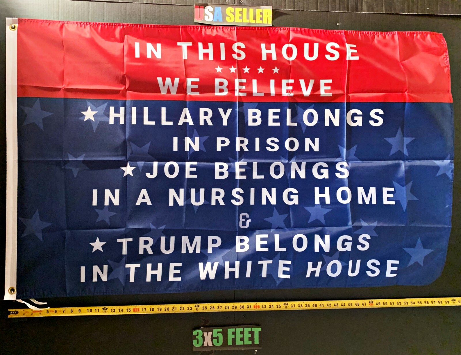 Donald Trump Flag FREE USA SHIP Clinton For Prison 2024 Desantis USA Sign 3x5'