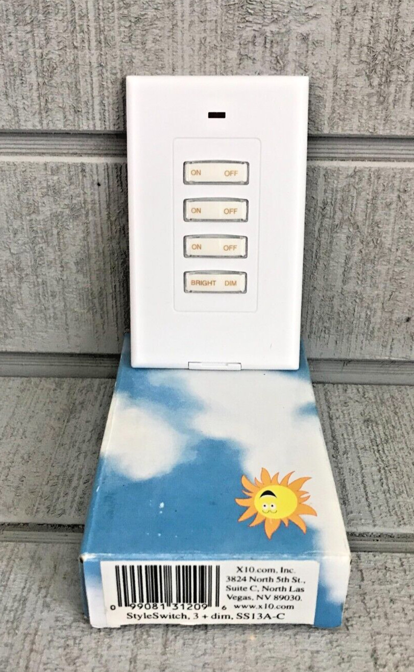 X-10 Wireless Style Switch White ~ Model SS13A-C ~ 3 Unit + Dimmer ~ NEW IN BOX