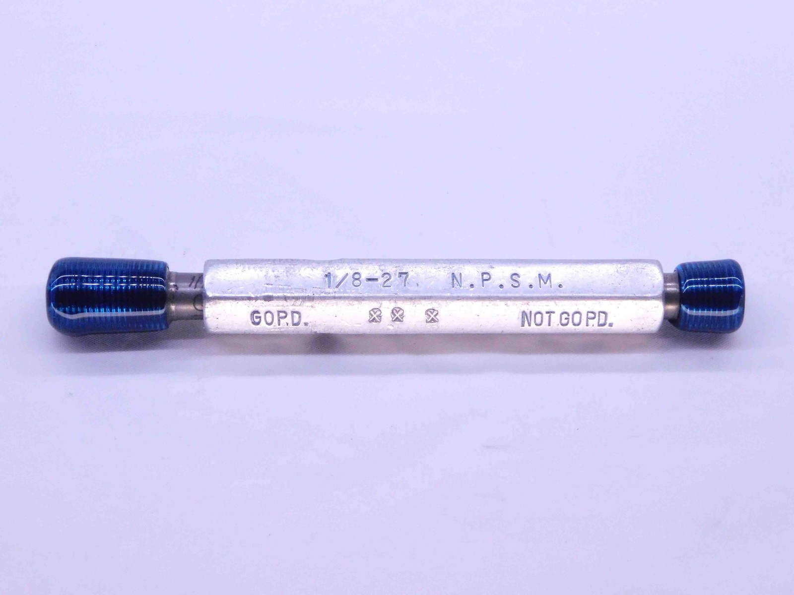 1/8 27 NPSM PIPE THREAD PLUG GAGE .125 .1250 GO NO GO P.D.'S = .3748 & .3783 2B
