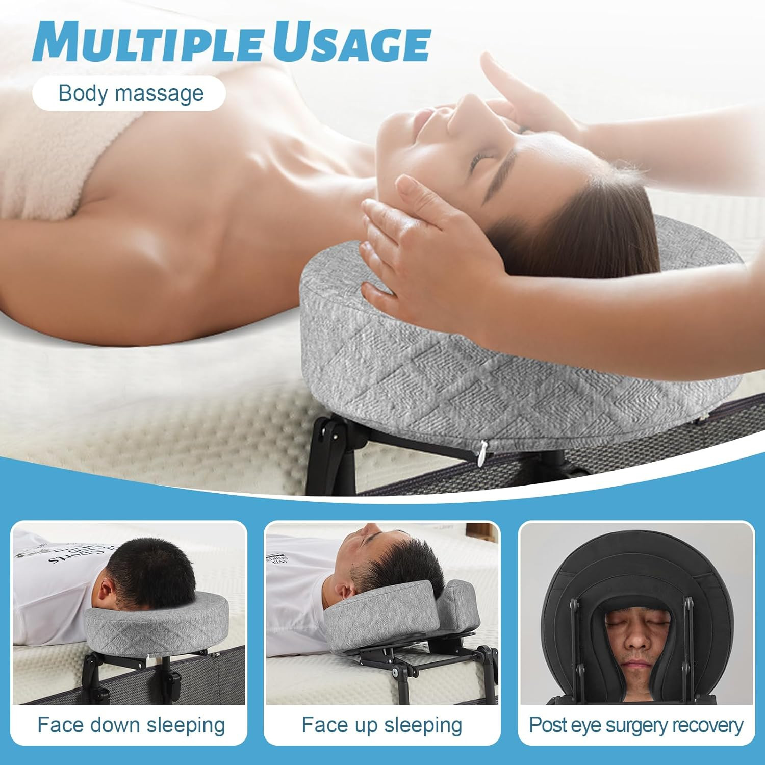Adjustable Massage Headrest for Bed - Portable Face Cradle for Home & Spa