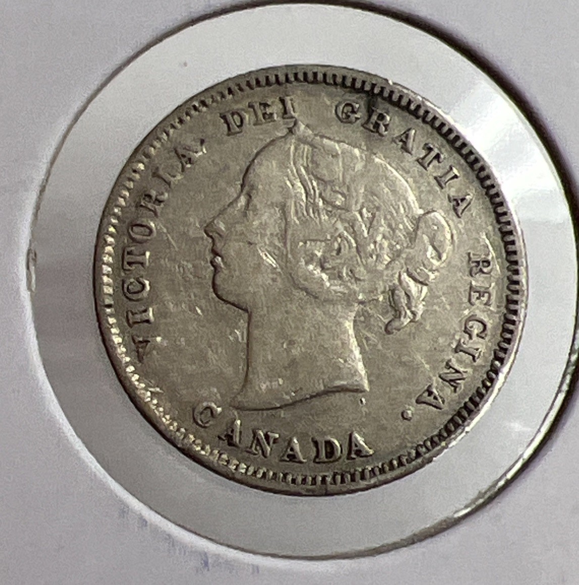 1886 Canadian Silver 5 Cents Small 6 Canada Type Coin