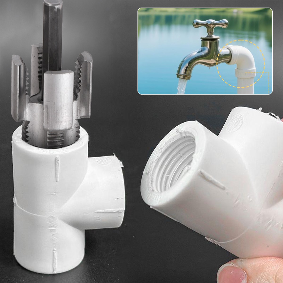✅Integrated Internal & External Pipe Threading-Tool PVC Pipe Threader Kit USA