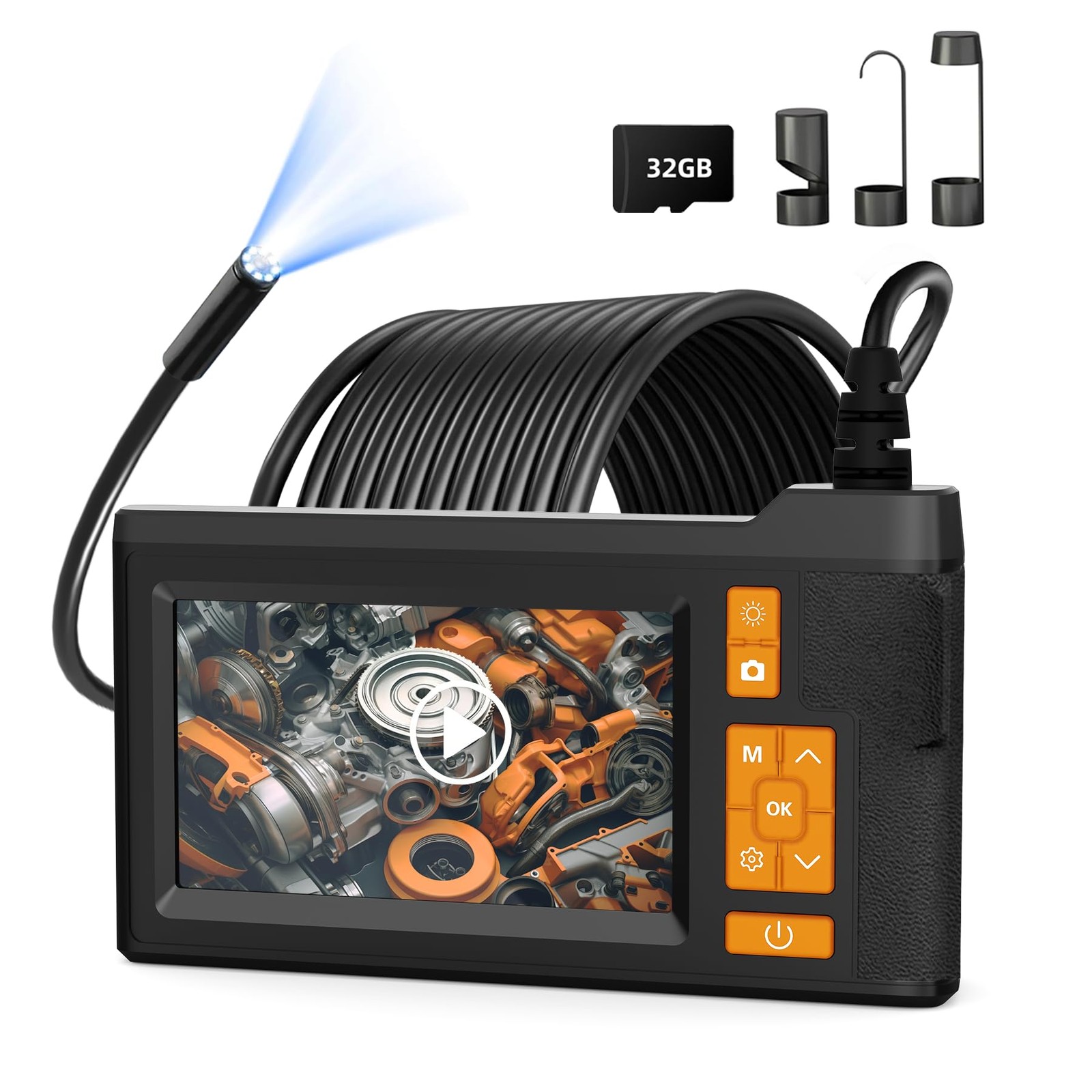 KOHUIPU Endoscope Camera with Light, 1080P HD Inspection Borescope with 4.3''...