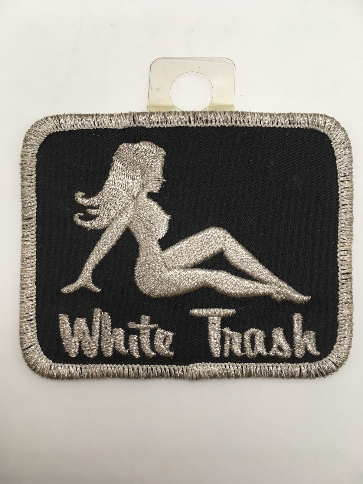 Vintage White Trash Iron On Patch Biker Harley Davidson