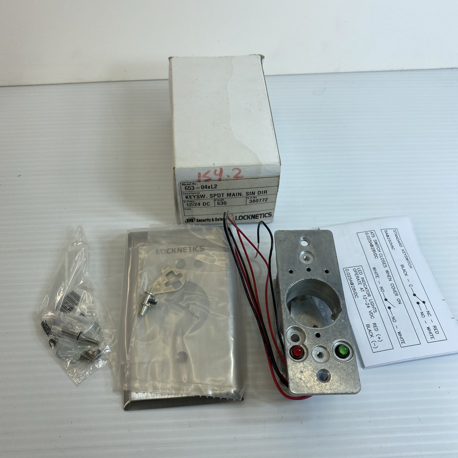 Locknetics 653-04xL2 KEYSW SPDT MAIN SIN DIR 12/24 DC 630 Finish