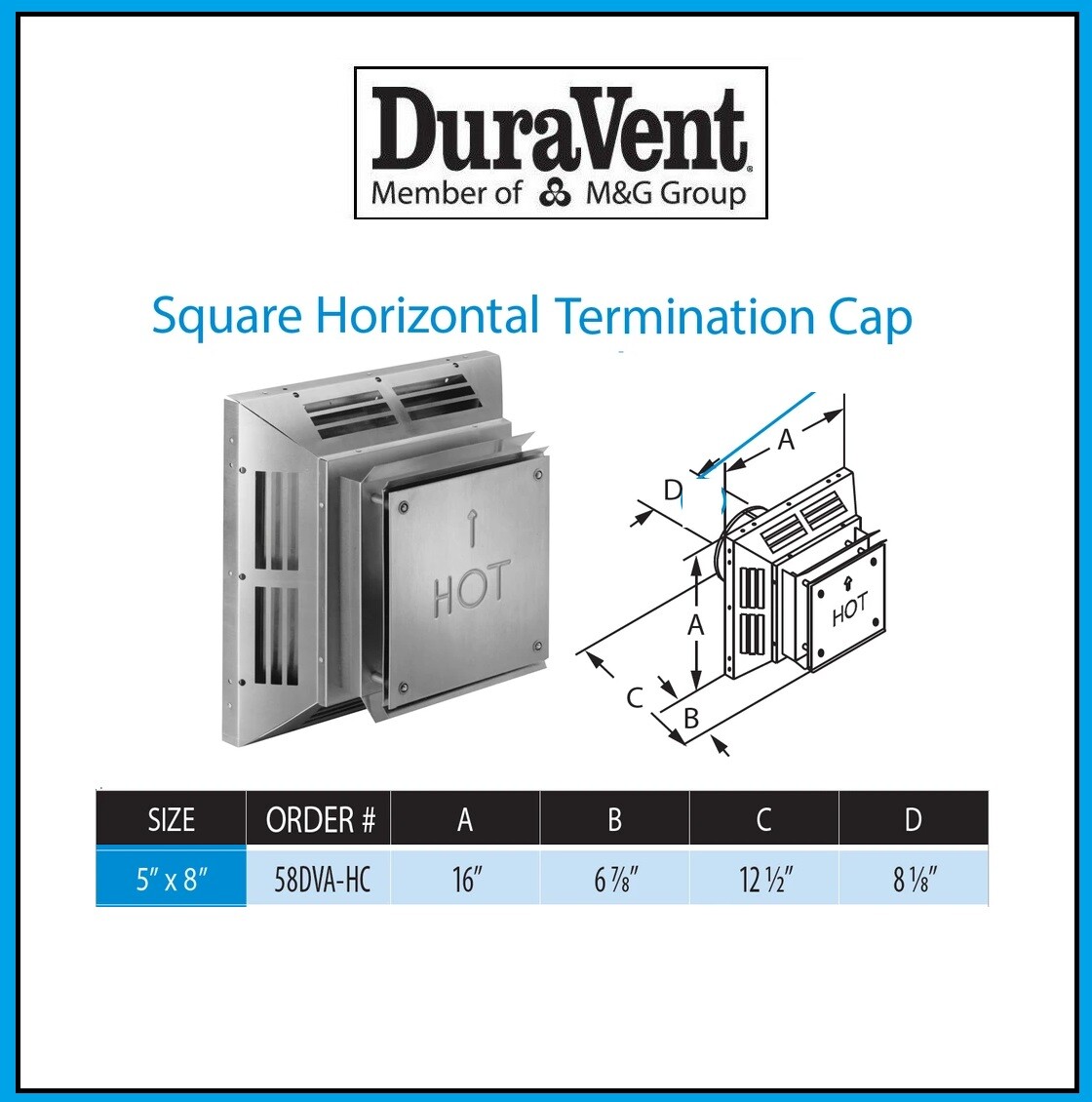 DURAVENT DirectVent Pro -5" x 8" Aluminum Horizontal Termination Cap #58DVA-HC