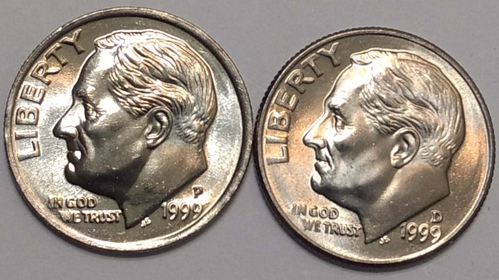 1999-P and 1999-D Superb Gem Mint State Roosevelt Dimes