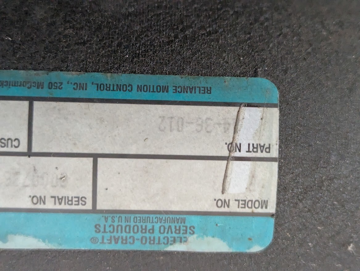 RELAINCE ELECTRIC E644 SERVO MOTOR 644-36-012 WITH WORKING TACH