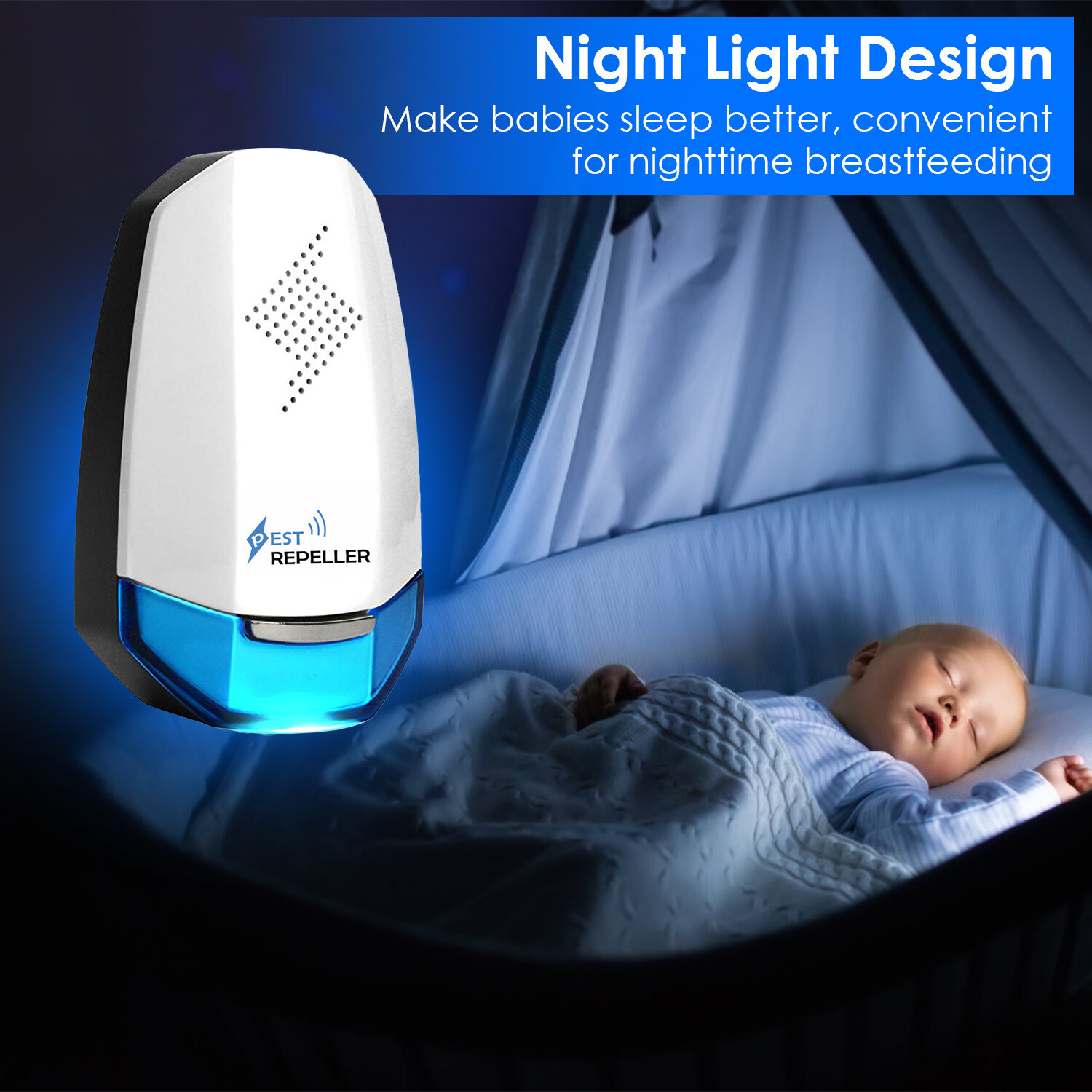 2x Ultrasonic w/ Night light Plug In Bed Bug Mouse