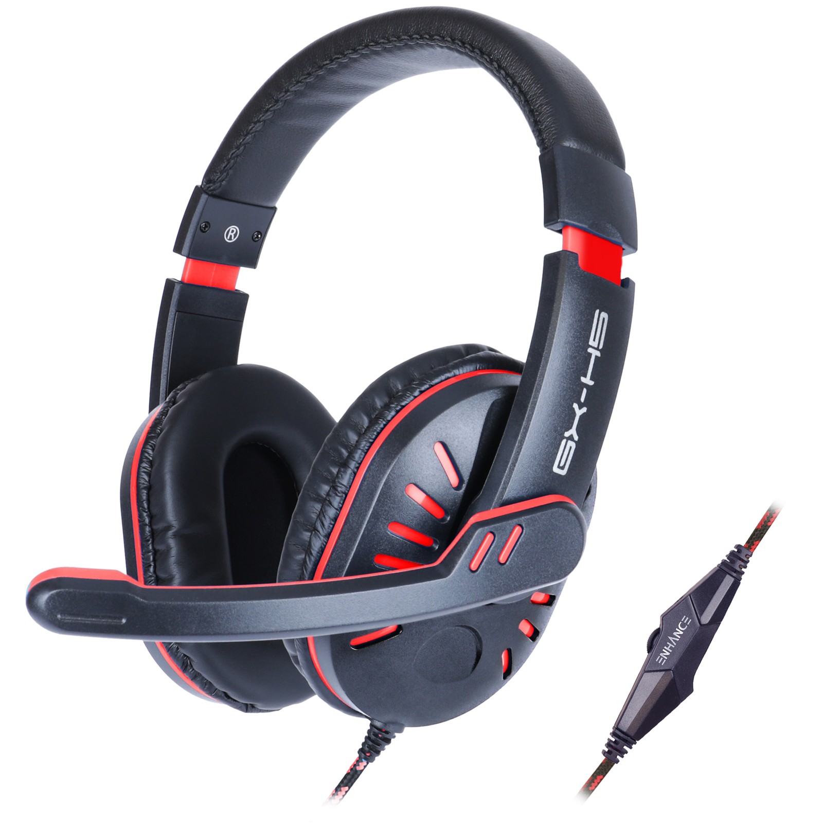 Gaming Headset with Rotating Microphone - Soft Adjustable Headband - Red