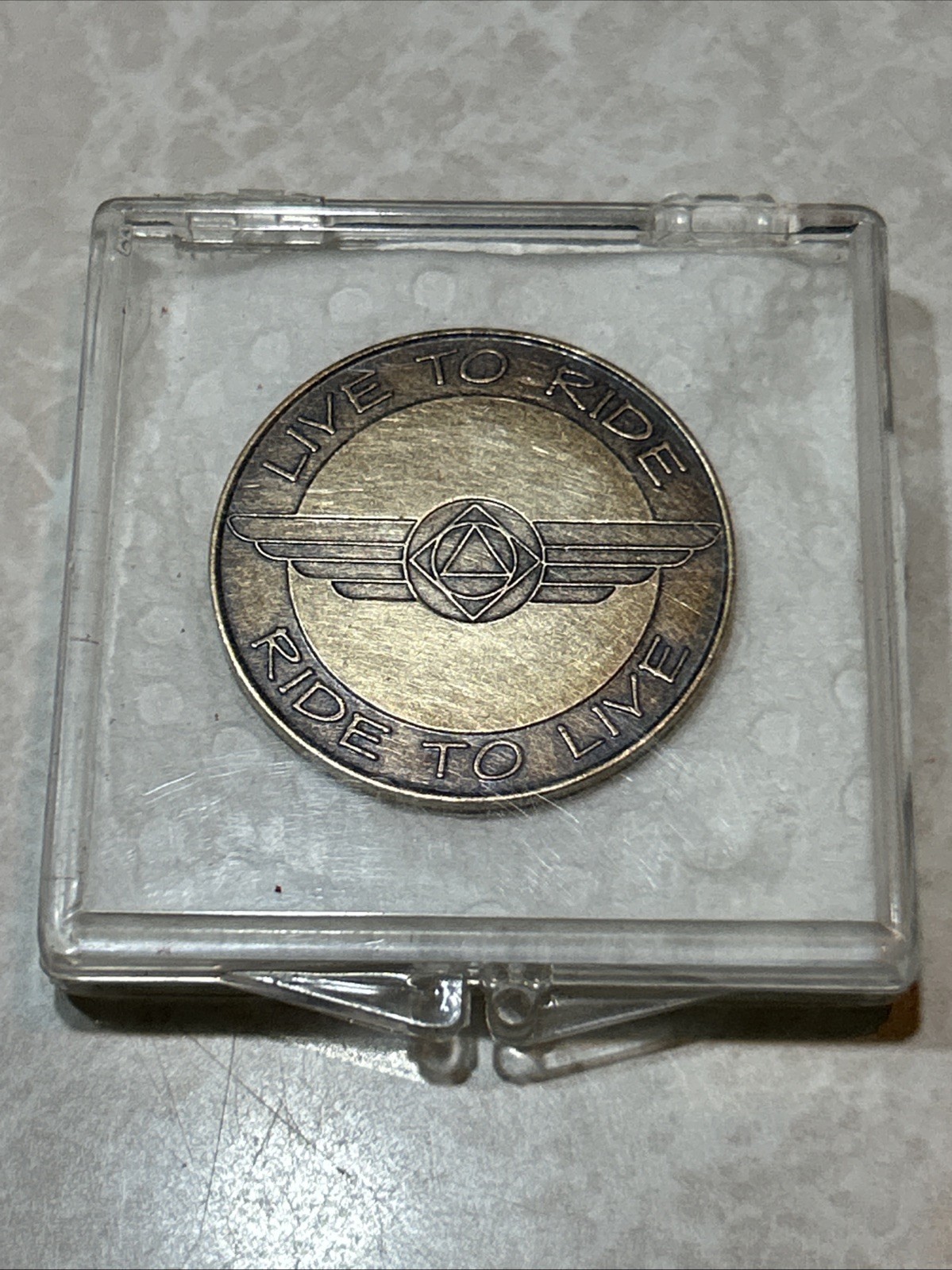 Live To Ride Ride To Live Recovery Coin Brass Biker Medallion Faith Prayer