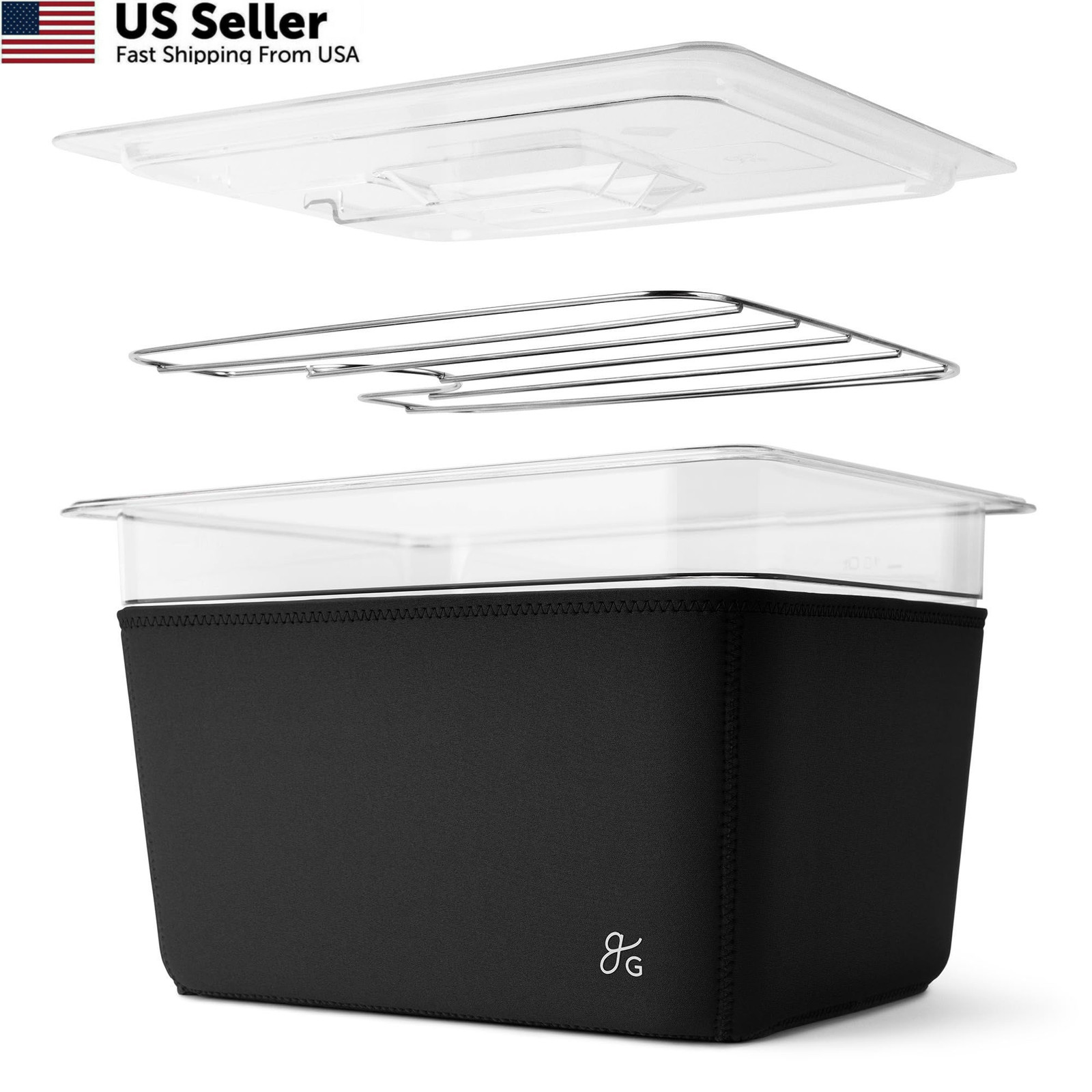 Greater Goods Sous Vide Container 12 Clear with Onyx Black Sleeve