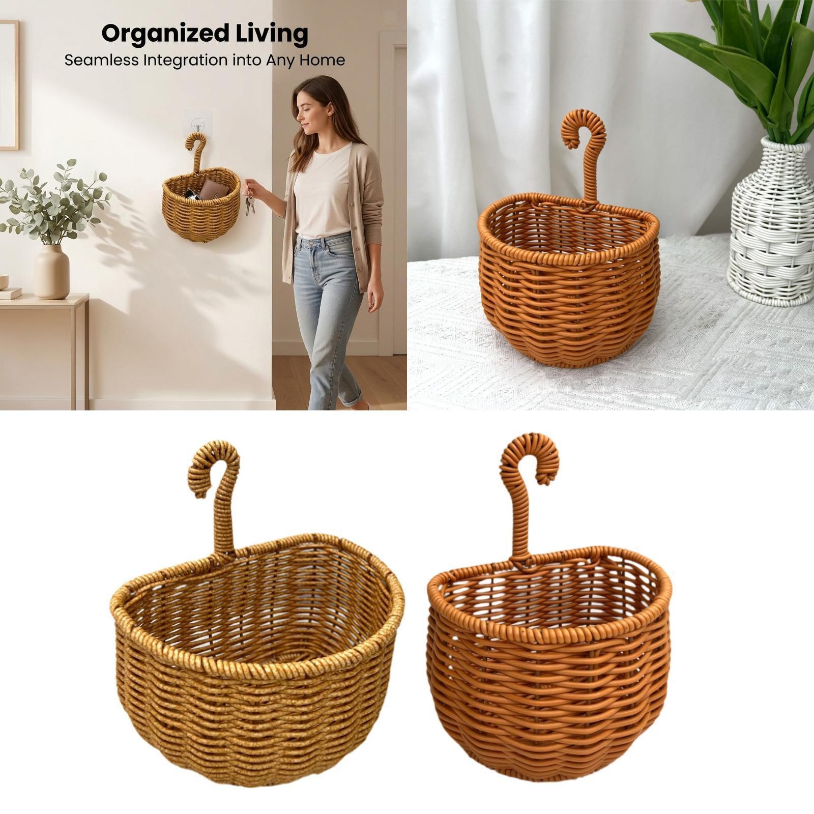 Woven Wall Storage Basket Sundries Organizer Decor Organization Fruits