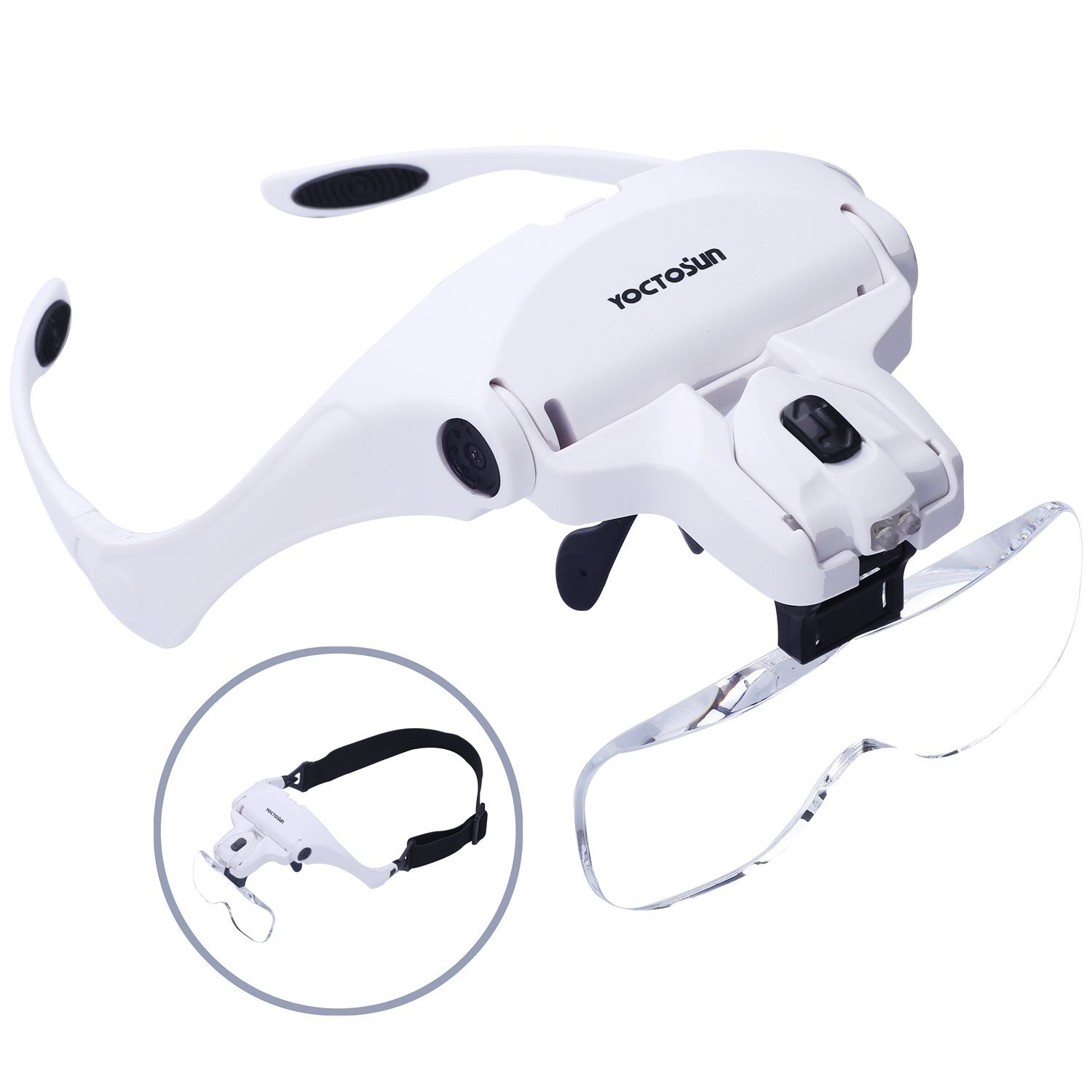 Head Mount Magnifier with 2 Led Professional Jeweler's Loupe Light Bracket an...