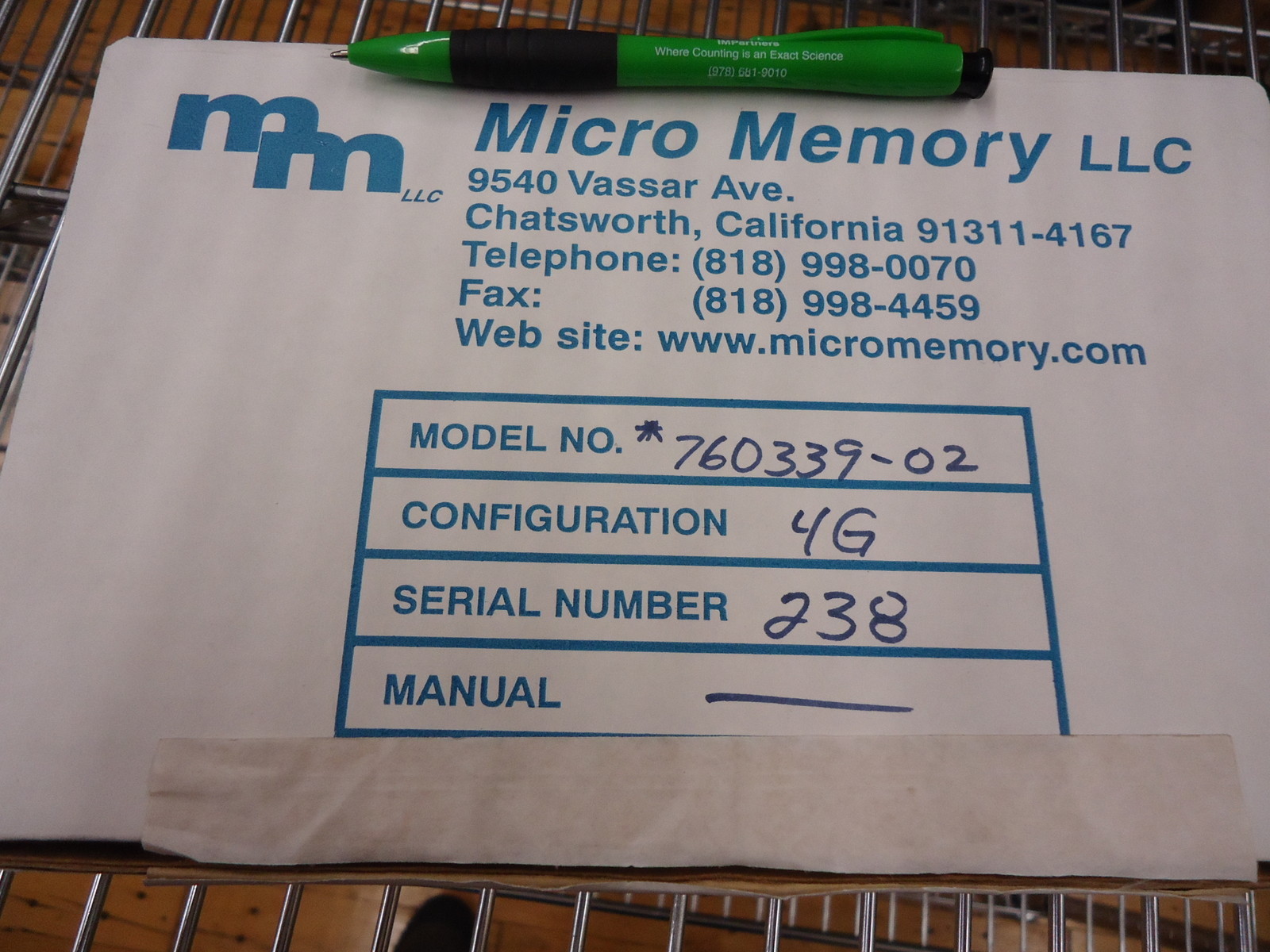 Micro Memory 760339-02 4GB Board. Brand New!