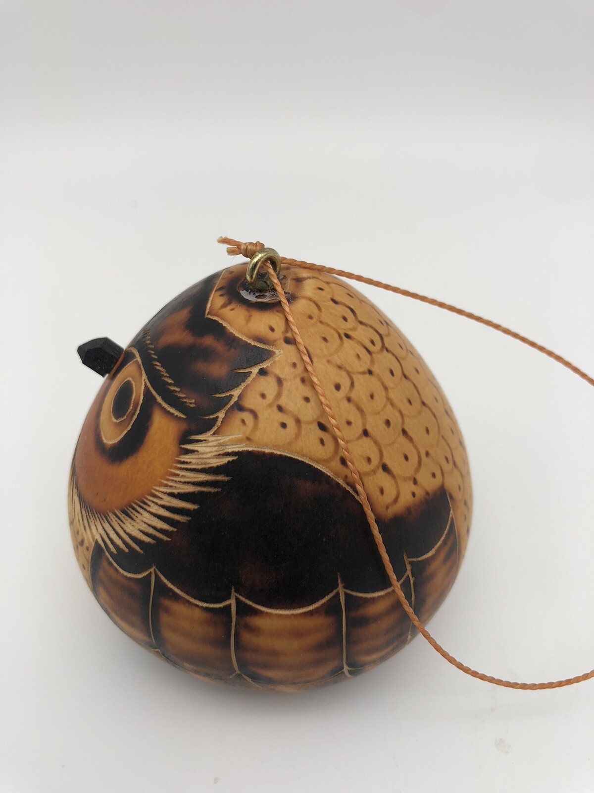 Hand Painted Gourd Owl Peruvian Folk Art 3”