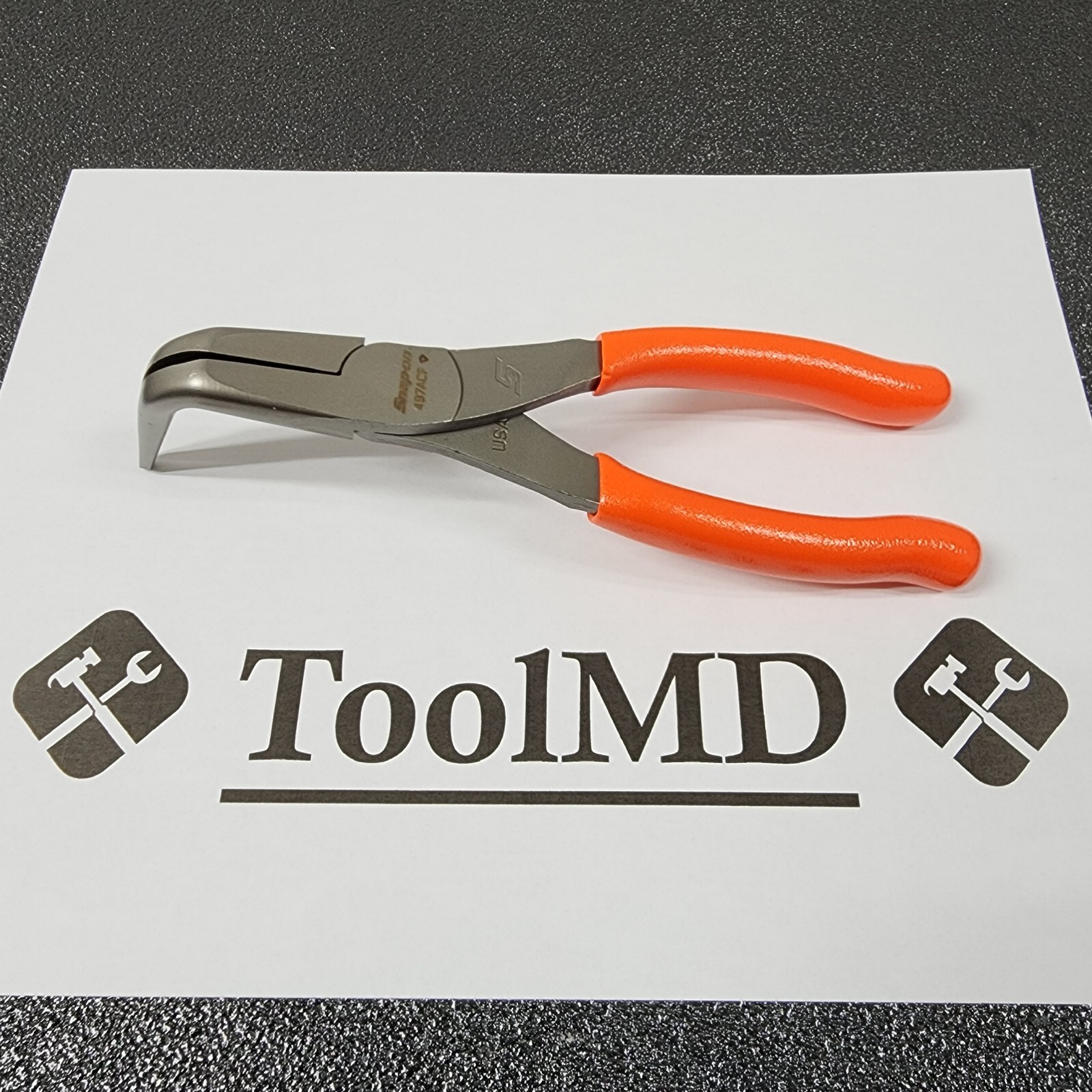 Snap-on Tools NEW ORANGE Soft Grip 7" 90⁰ Angle Jaw Needle Nose Pliers 497ACF
