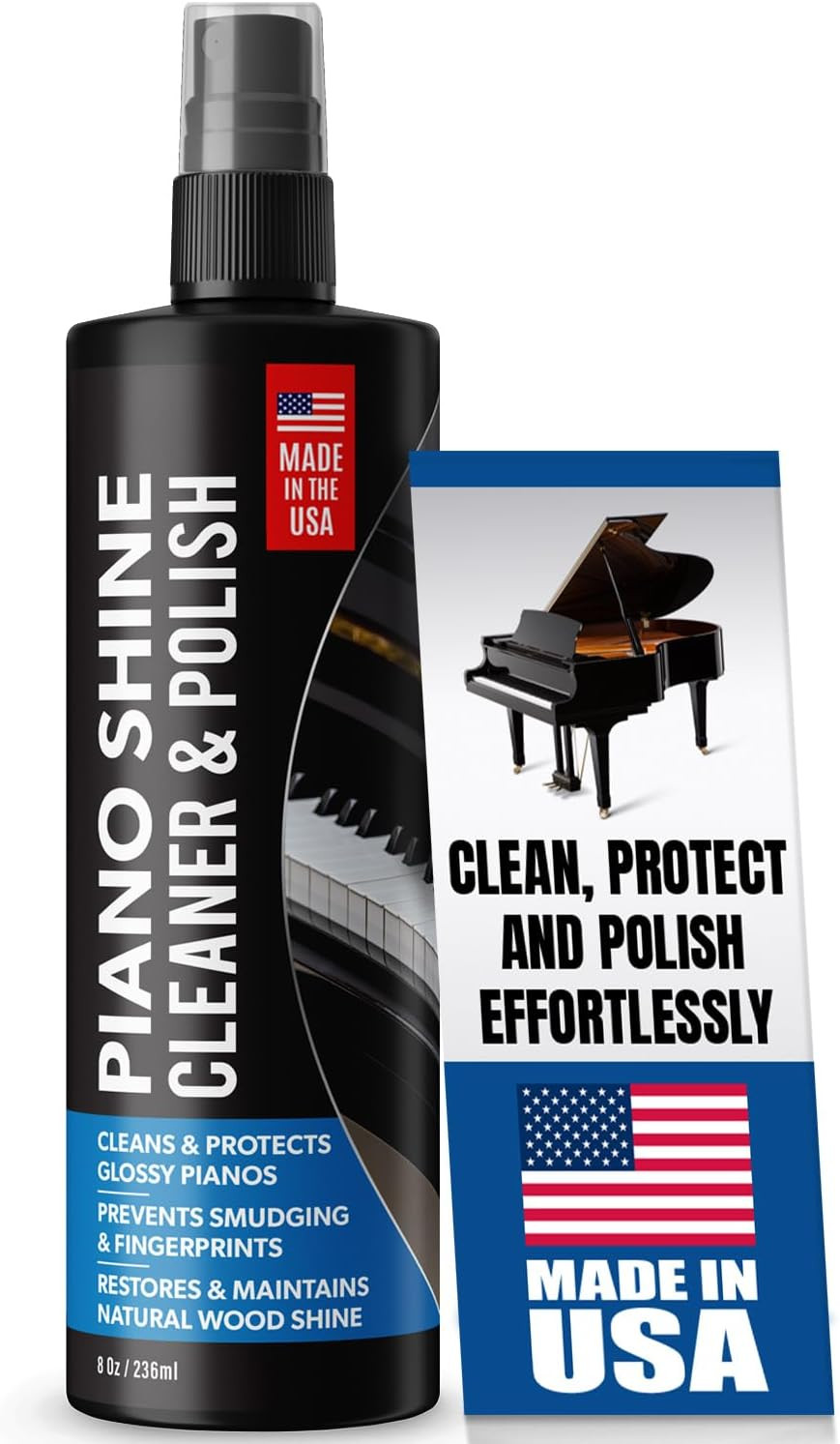 Piano Shine Polish & Cleaner - Clean, Polish, Wax & Protect Glossy Pianos & Surf