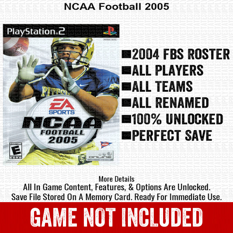 NCAA Football 2005 PS2 Playstation Roster Season Player Update Memory Card