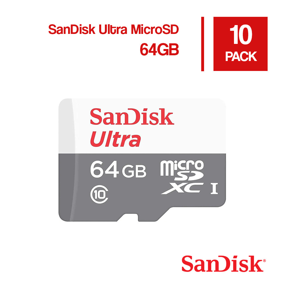 SanDisk Ultra 64GB micro SD Memory Card UHS-I Card 100MB/s Class 10  - 10 Pack